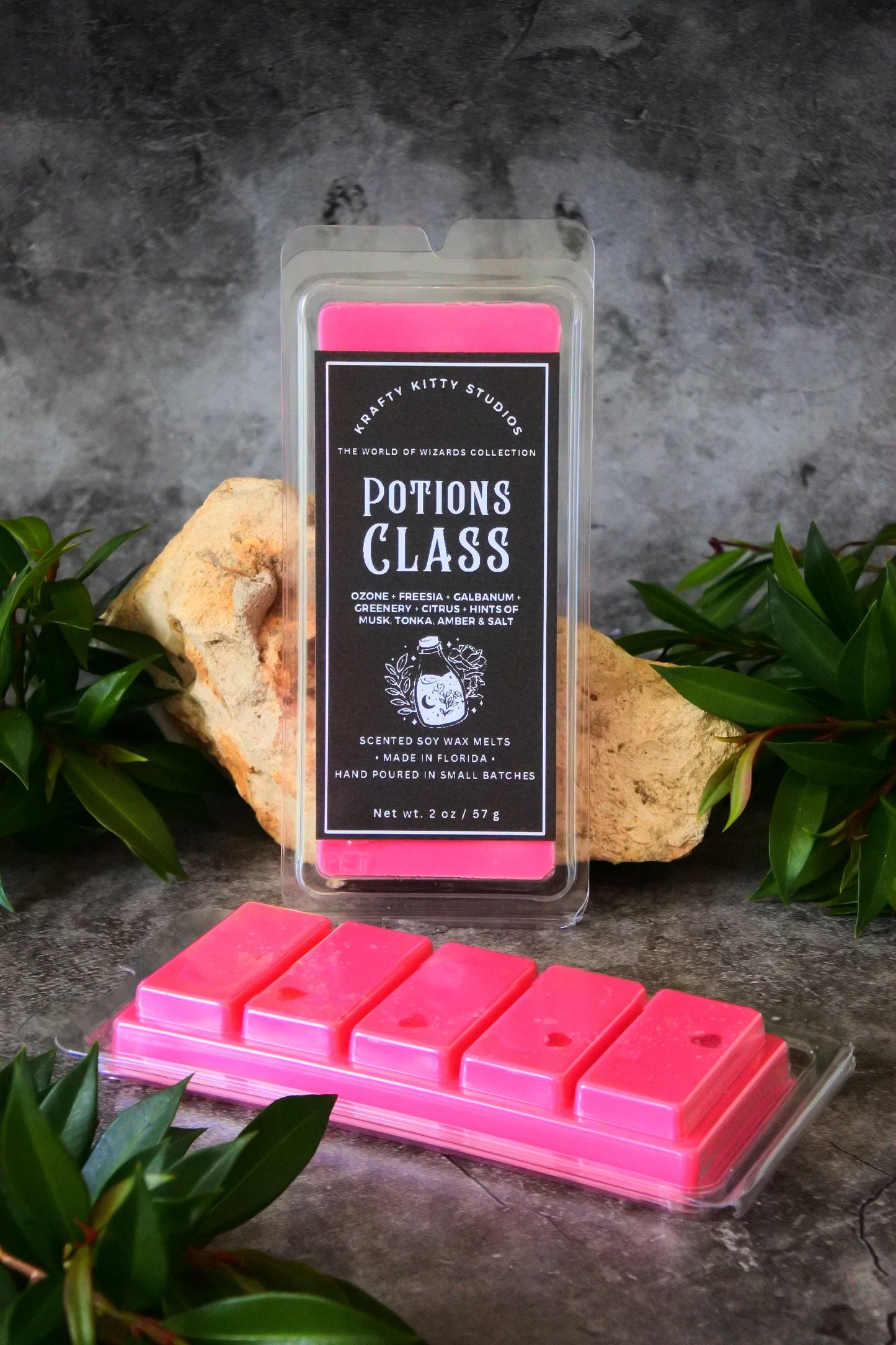 Potions Class | Ozone, Freesia, Galbanum, Greenery, Citrus, Musk, Tonka, Amber & Salt | Natural Soy Wax Melt Snap Bar | World of Wizards