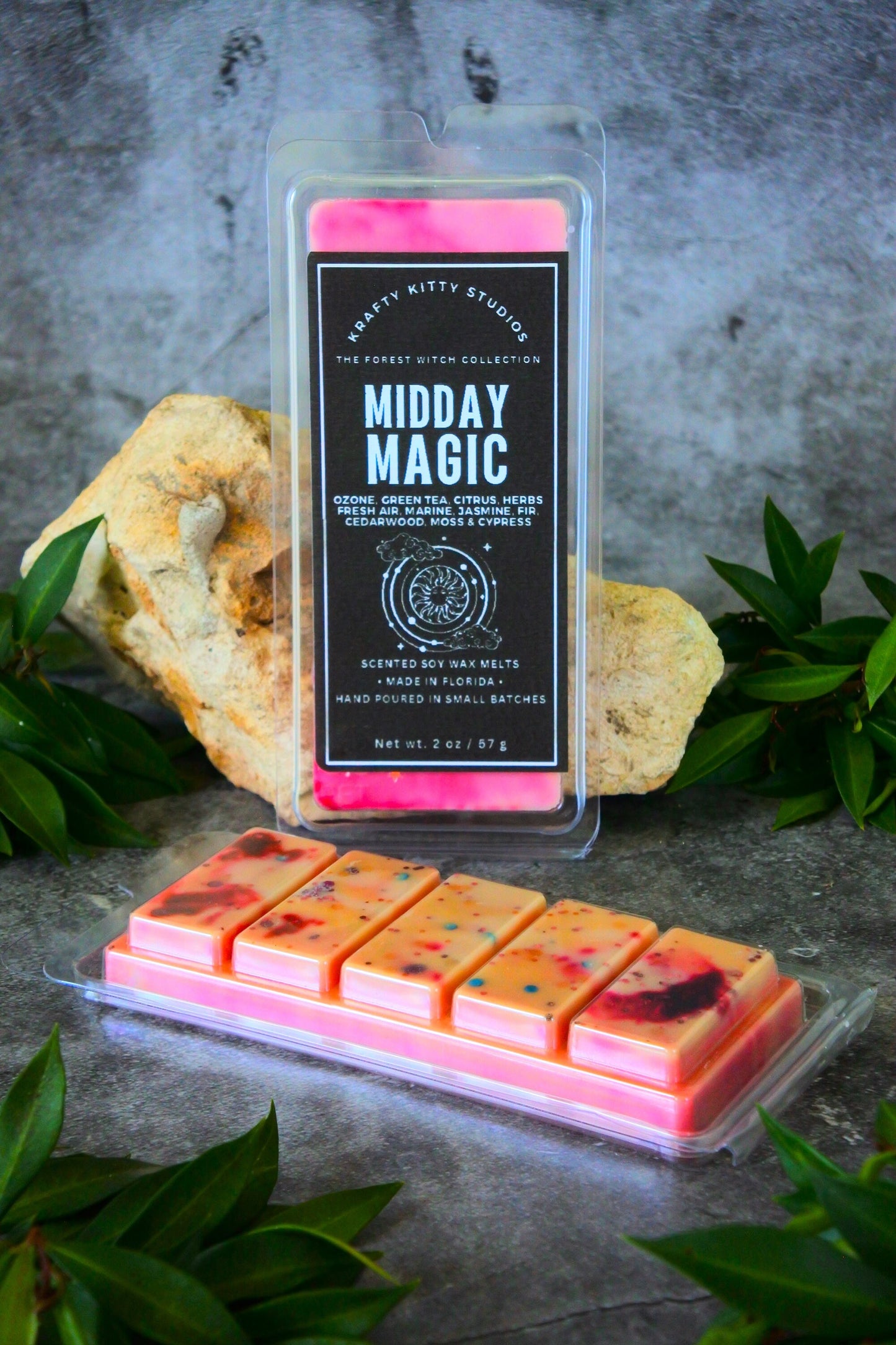 Midday Magic | Ozone, Green Tea, Citrus, Herbs, Fresh Air, Marine, Jasmine, Fir, Cedarwood, Moss & Cypress | Natural Soy Wax Melt Snap Bar