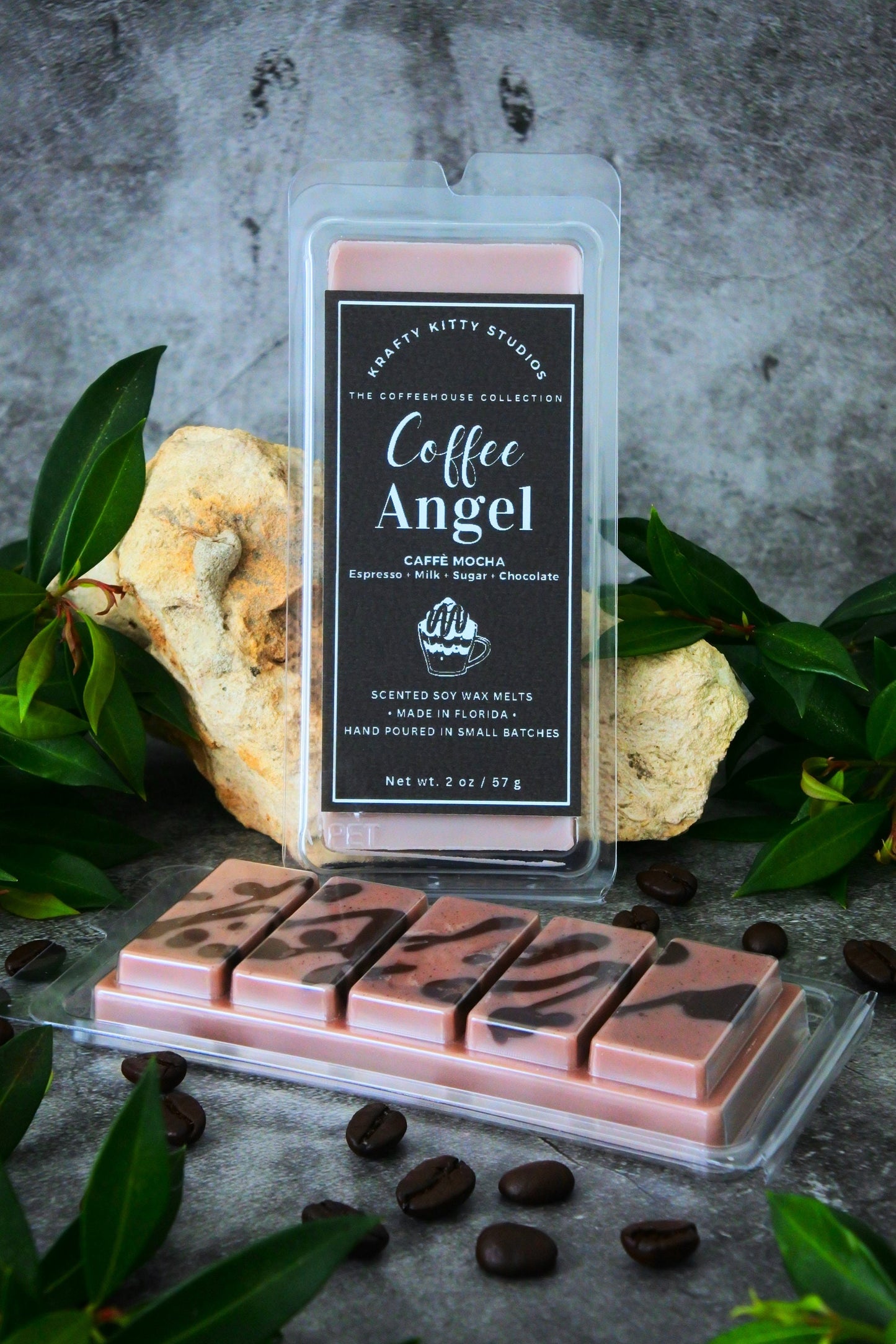 Coffee Angel Caffè Mocha | Fresh Brewed Espresso + Creamy Milk + Sugar + Rich Chocolate | Soy Wax Melt Snap Bar | Coffeehouse Collection