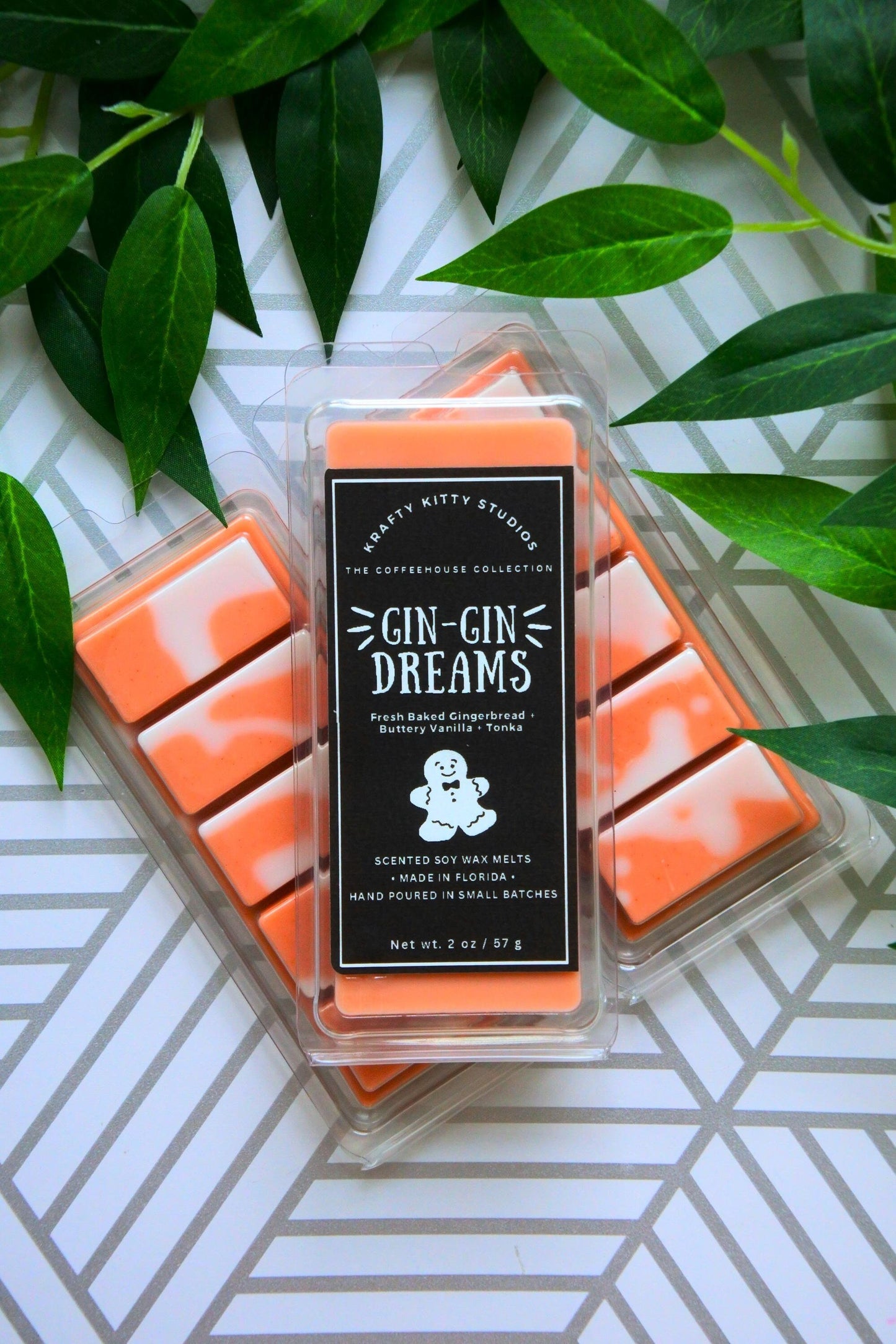 Gin-Gin Dreams | Fresh Baked Spiced Gingerbread + Buttery Vanilla + Tonka | Natural Soy Wax Melt Snap Bar | Coffeehouse Collection