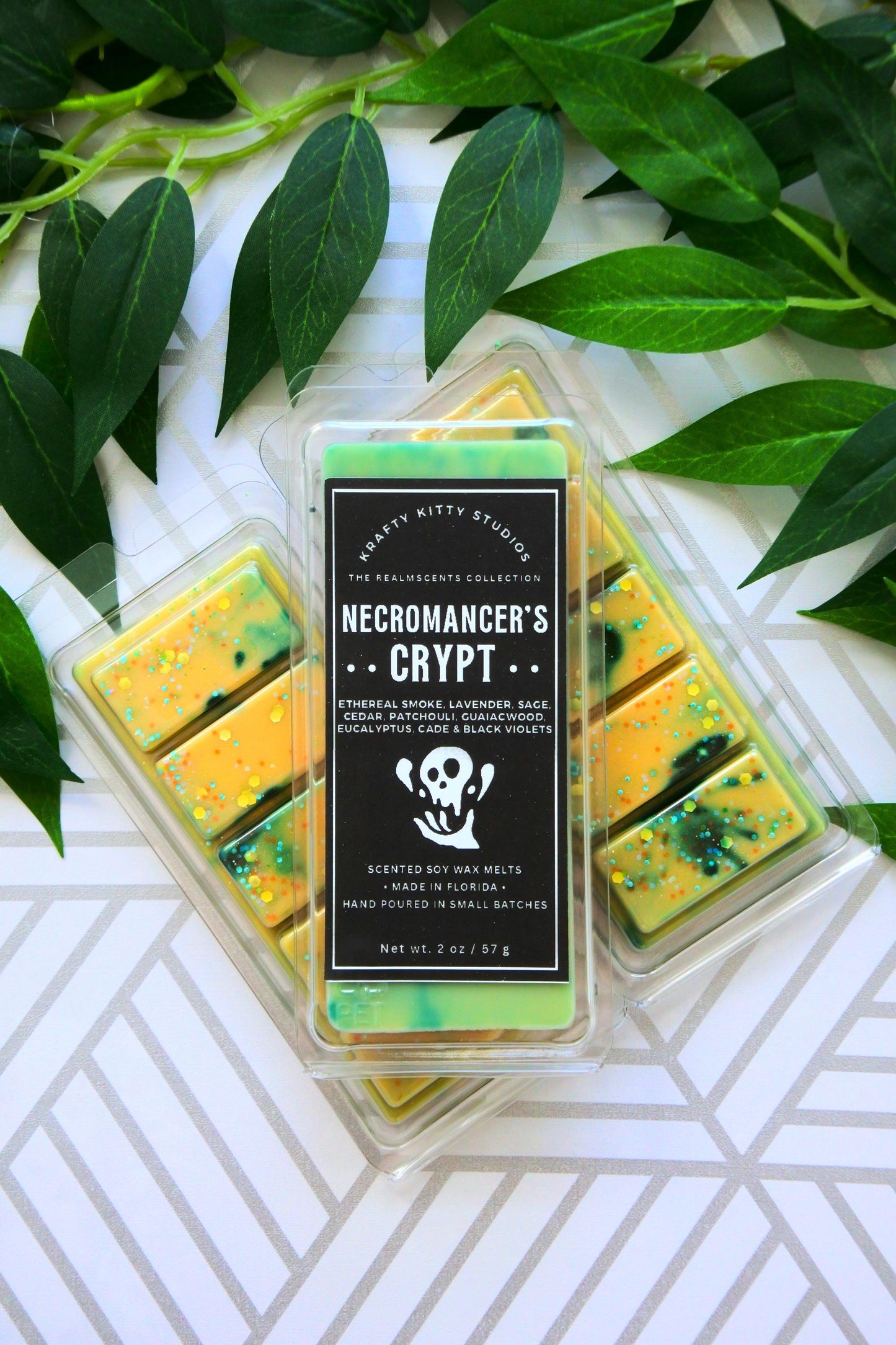 Necromancer’s Crypt | Smoky Lavender, Sage, Cade, Cedar, Patchouli, Eucalyptus, Guaiacwood & Black Violets | Soy Wax Melt Bars | Realmscents