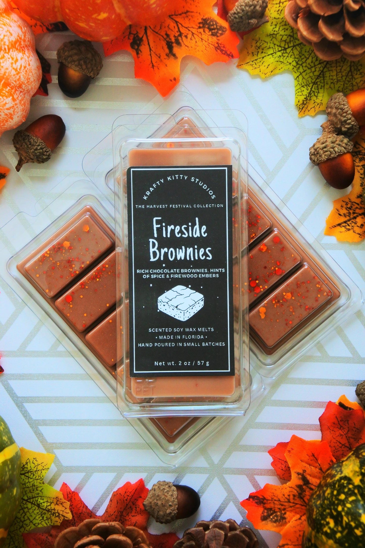 Fireside Brownies | Rich Chocolate Brownies, Hints of Spice & Firewood Embers | Natural Soy Wax Melt Snap Bar | Harvest Festival Collection