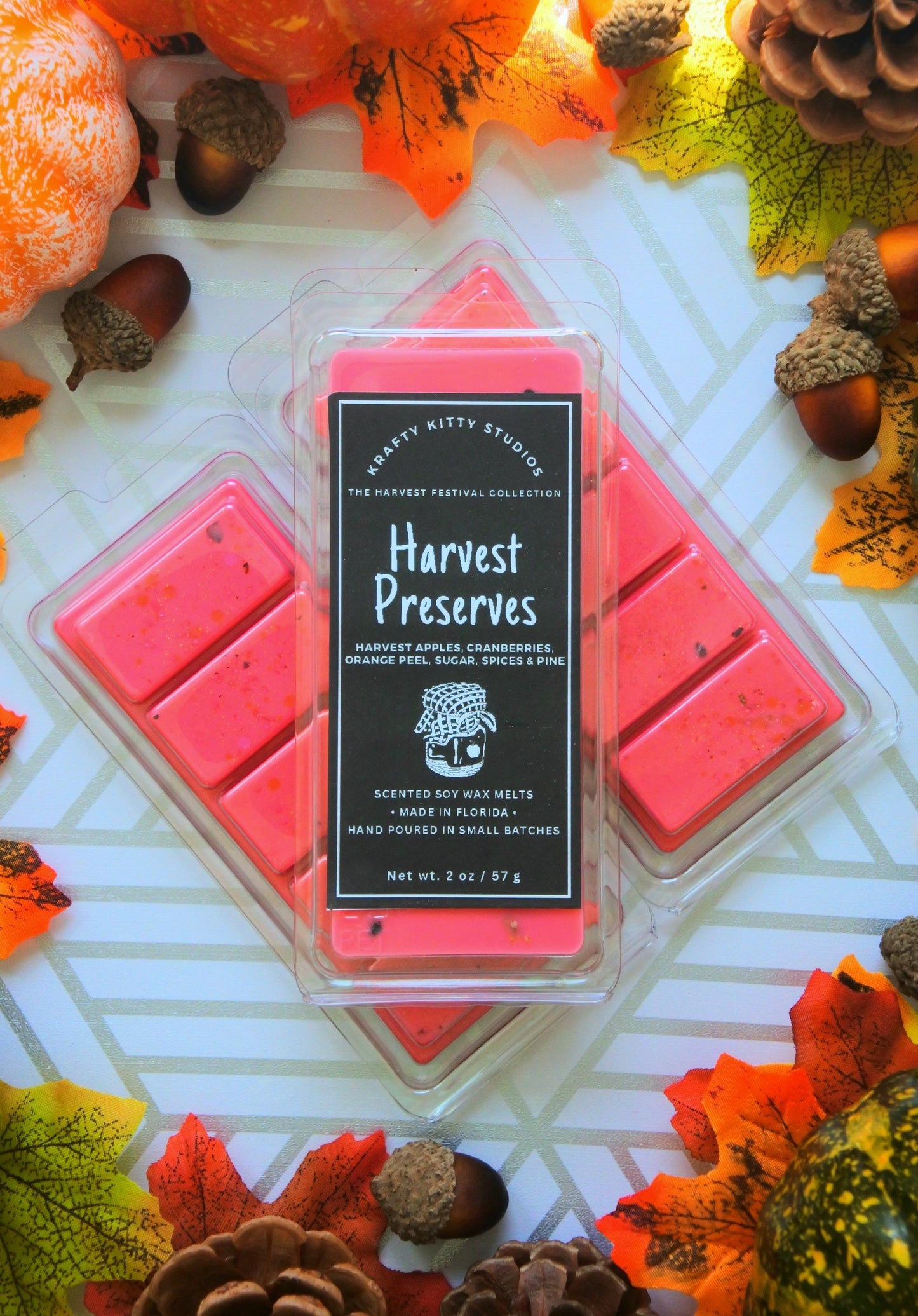 Harvest Preserves | Apples, Cranberries, Orange Peel, Sugar, Spices & Pine | Natural Soy Wax Melt Snap Bar | Harvest Festival Collection