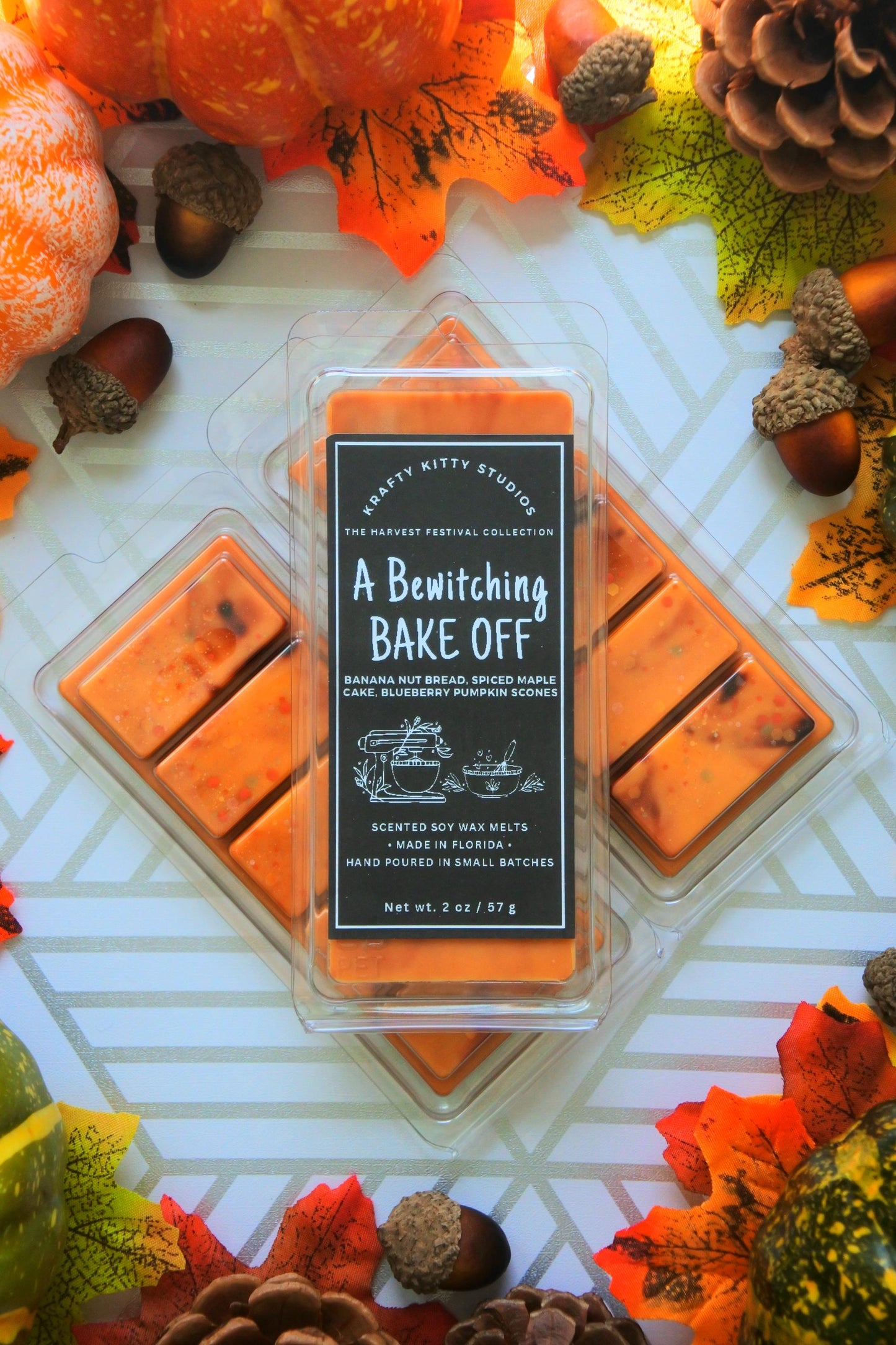 A Bewitching Bake Off | Banana Nut Bread, Spiced Maple Cakes, Blueberry Pumpkin Scones | Soy Wax Melt Snap Bar | Harvest Festival Collection