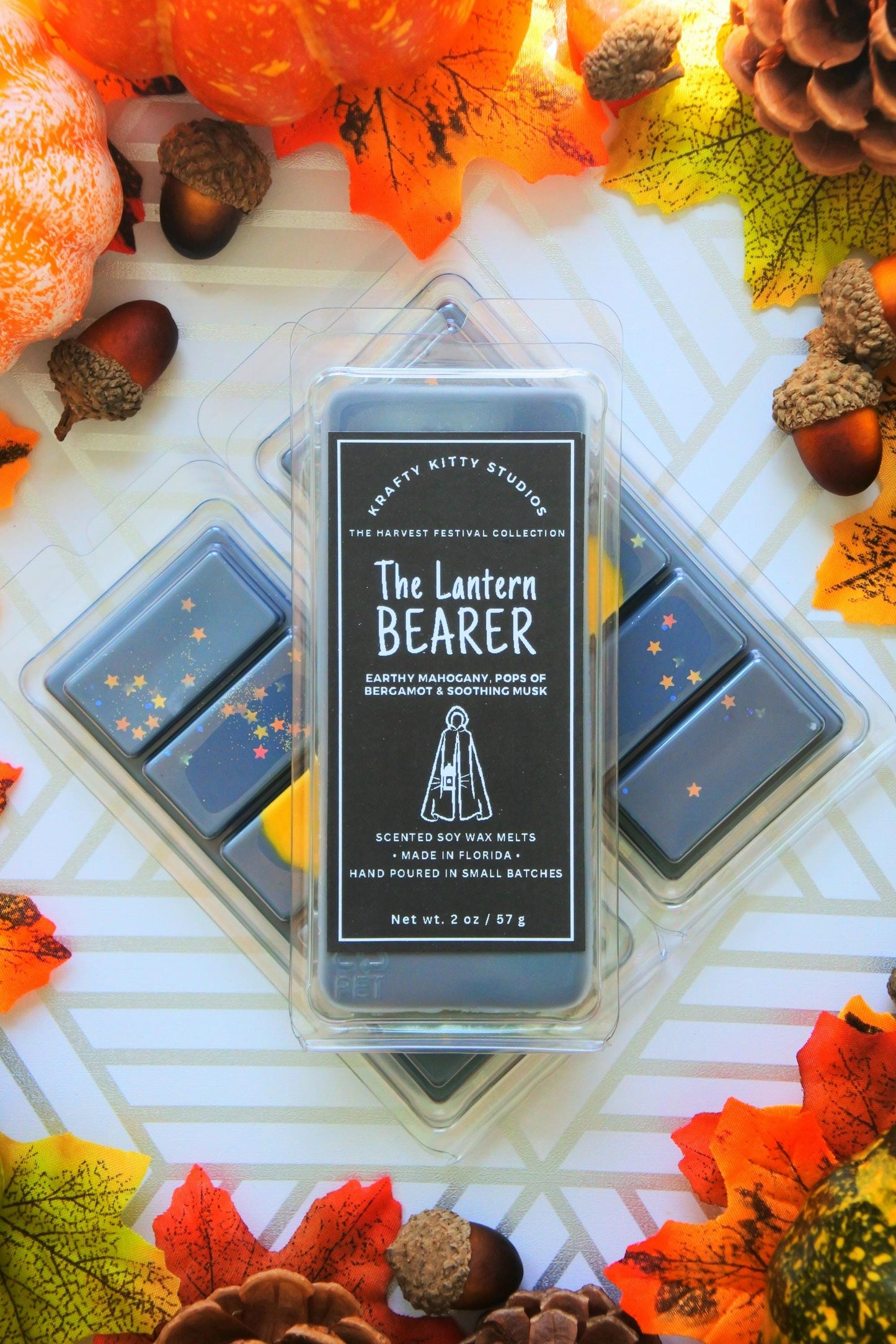 The Lantern Bearer | Earthy Mahogany, Pops of Bergamot & Soothing Musk | Natural Soy Wax Melt Snap Bar | Harvest Festival Collection