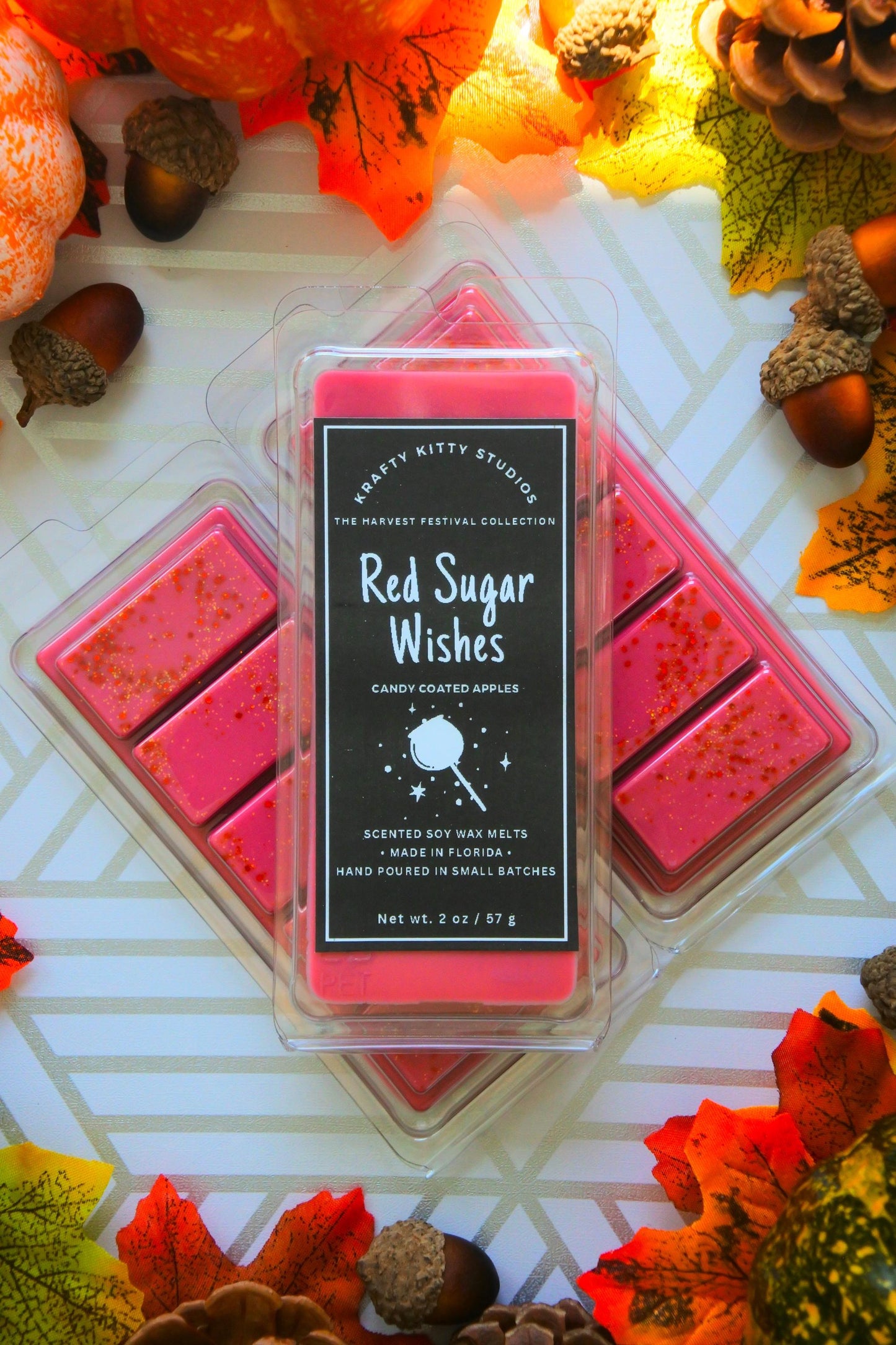 Red Sugar Wishes | Sugary Candy Coated Apples | Natural Soy Wax Melt Snap Bar | Harvest Festival Collection