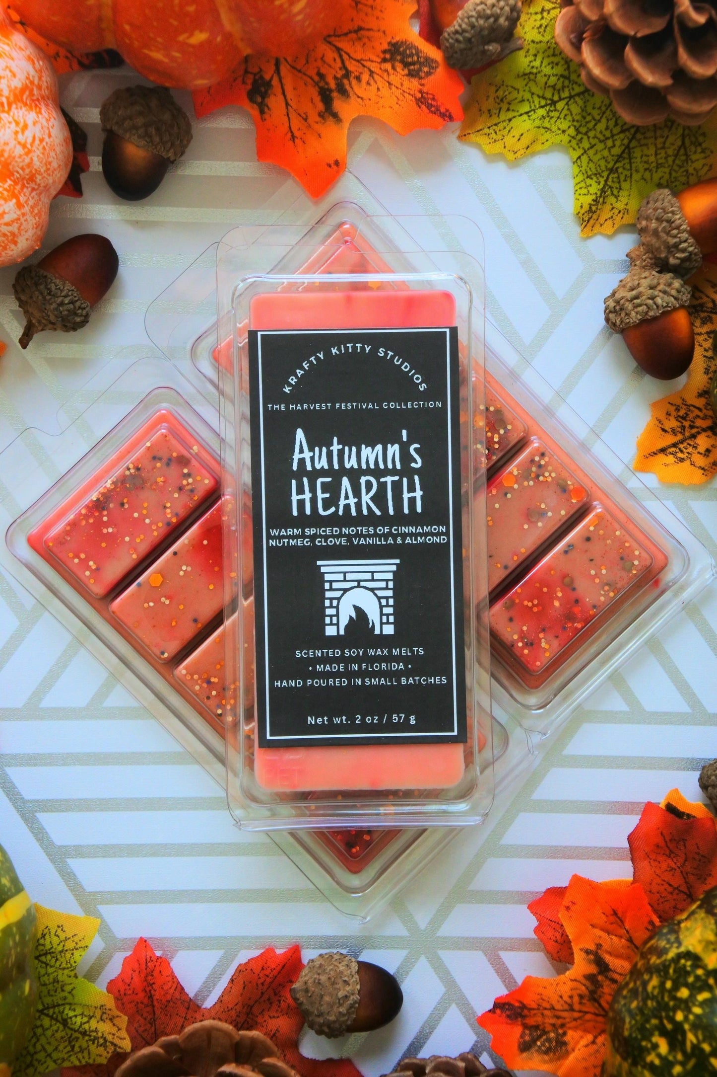 Autumn’s Hearth | Spiced Notes of Cinnamon Nutmeg, Clove, Vanilla & Almond | Natural Soy Wax Melt Snap Bar | Harvest Festival Collection