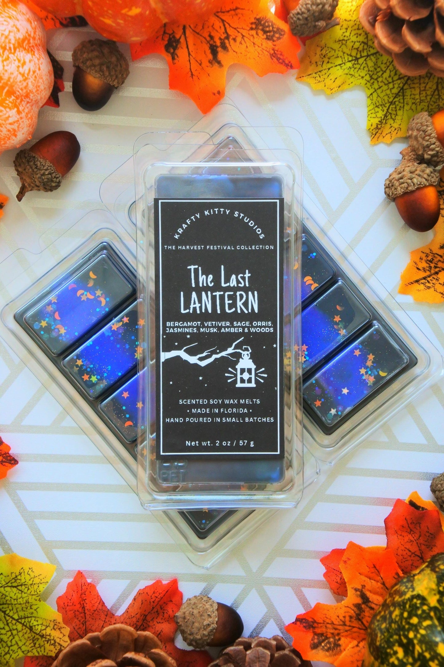 The Last Lantern | Bergamot, Vetiver, Sage, Orris, Jasmine, Musk, Amber & Wood | Natural Soy Wax Melt Snap Bar | Harvest Festival Collection