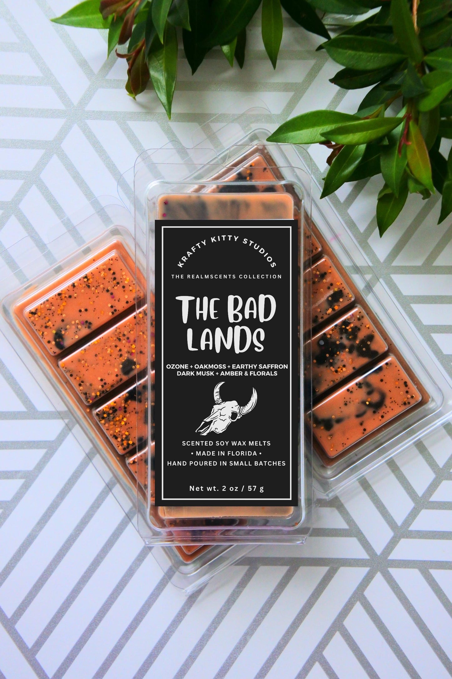 The Bad Lands | Ozone + Oakmoss + Earthy Saffron + Dark Musk + Amber & Florals | Natural Soy Wax Melt Snap Bar | Realmscents Collection