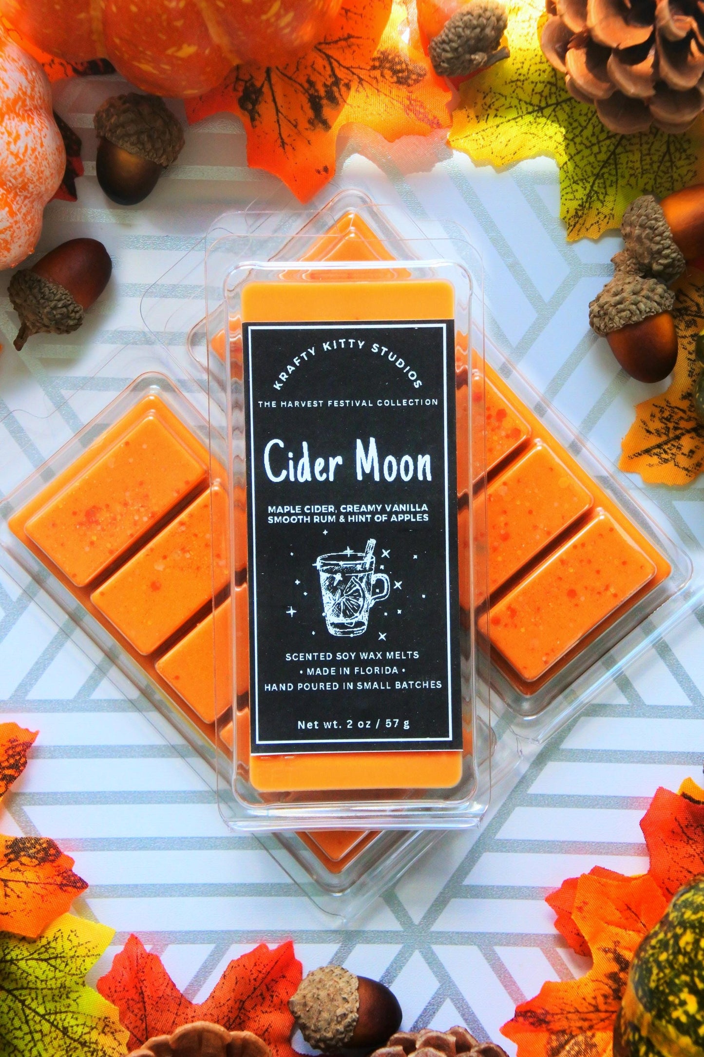 Cider Moon | Maple Cider, Creamy Vanilla, Smooth Rum & Hint of Apples | Natural Soy Wax Melt Snap Bar | Harvest Festival Collection