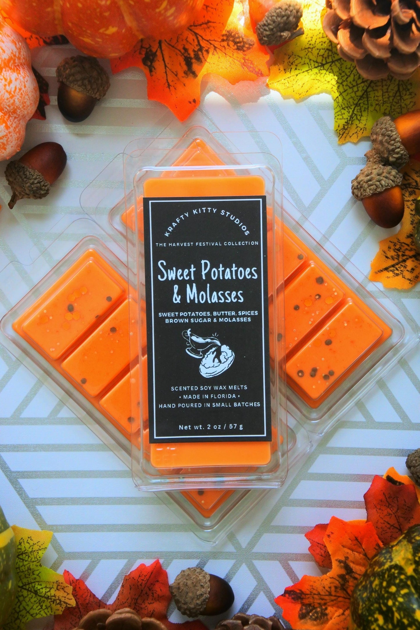 Sweet Potatoes & Molasses | Sweet Potatoes, Butter, Spices, Molasses and Brown Sugar | Soy Wax Melt Snap Bar | Harvest Festival Collection