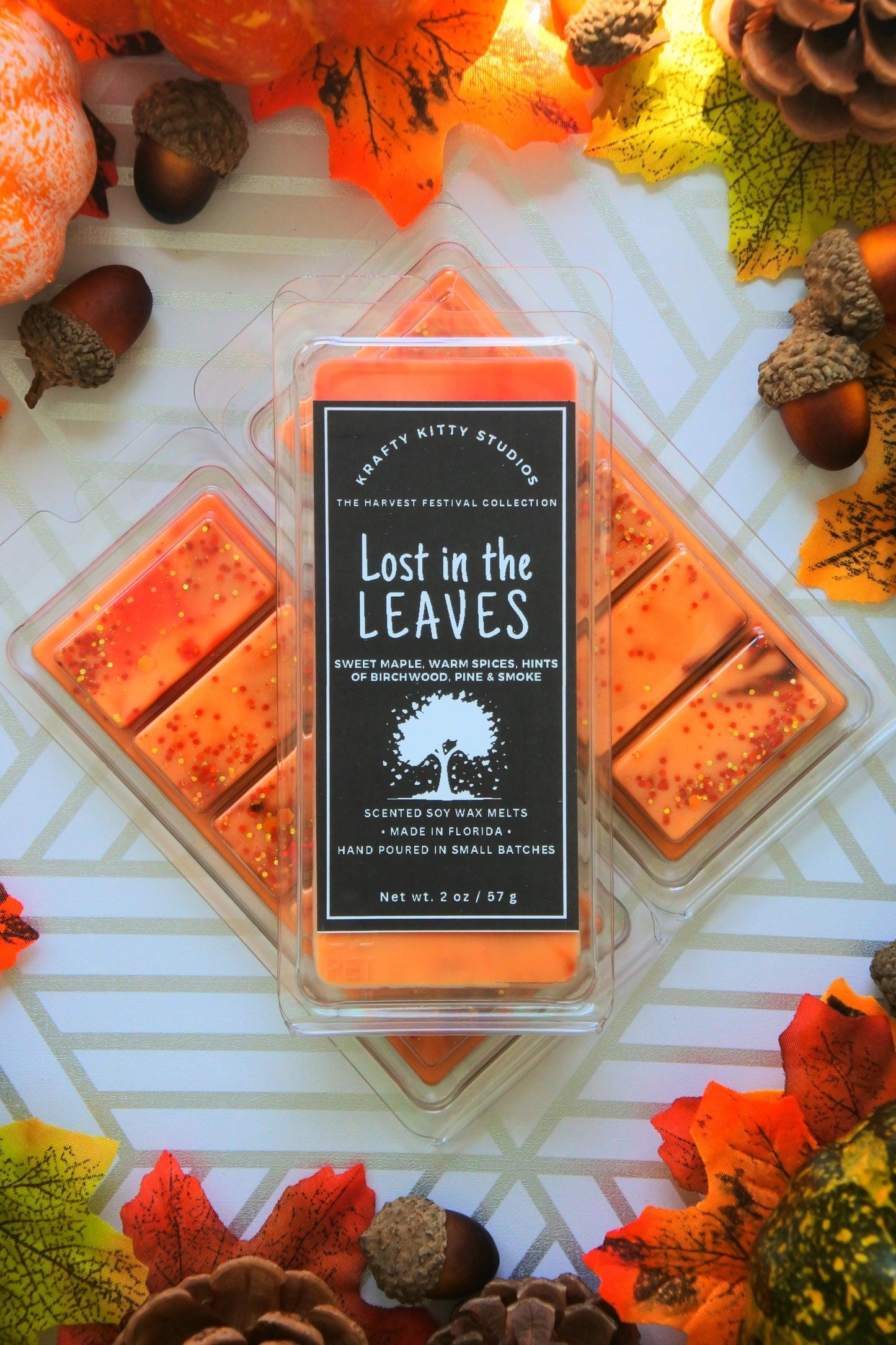 Lost in the Leaves | Sweet Maple, Warm Spices, Hint of Birchwood, Pine & Smoke | Natural Soy Wax Melt Snap Bar | Harvest Festival Collection