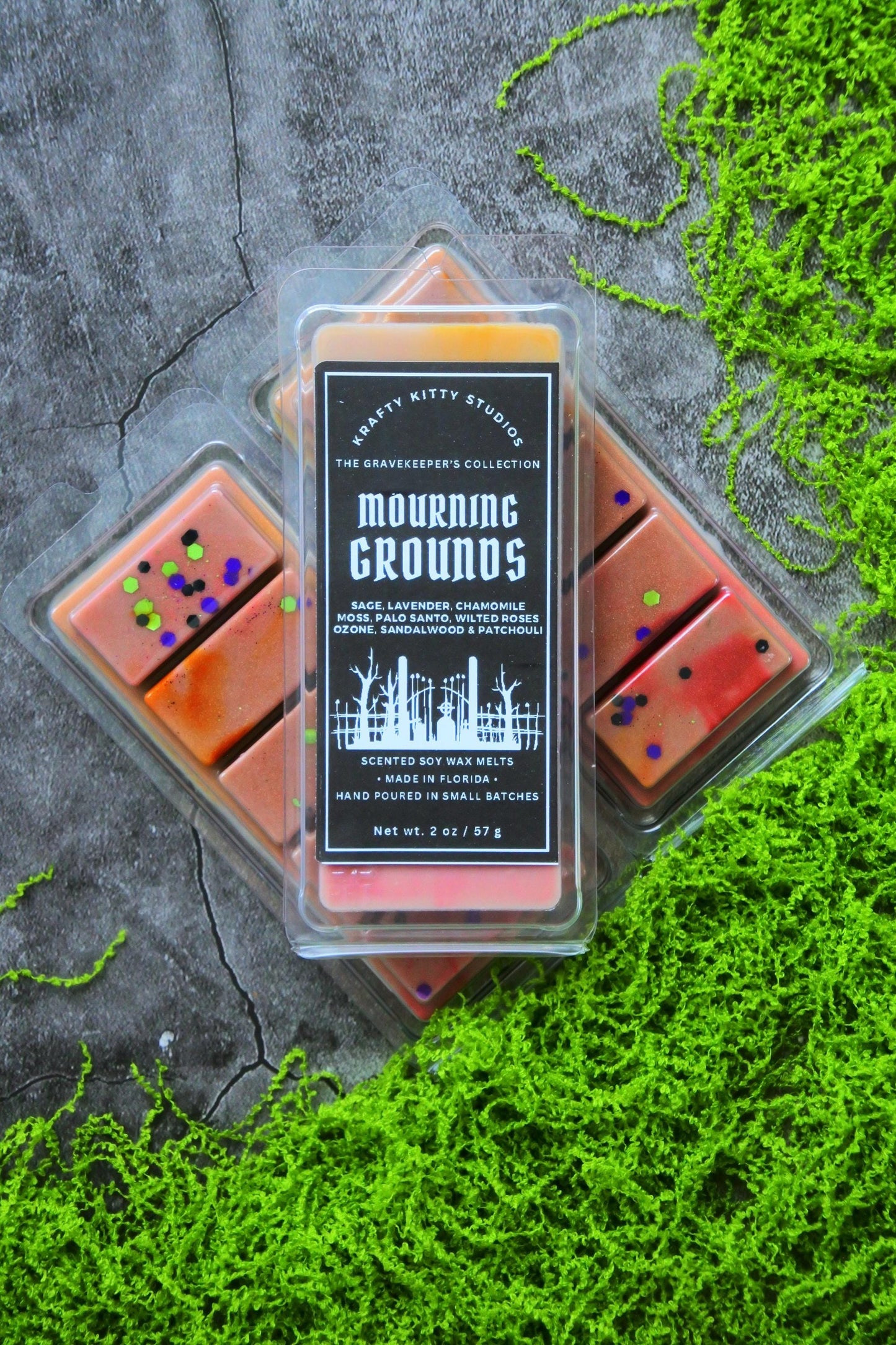 Mourning Grounds: Sage, Lavender, Chamomile, Moss, Palo Santo & Wilted Roses | Soy Wax Melt Snap Bar