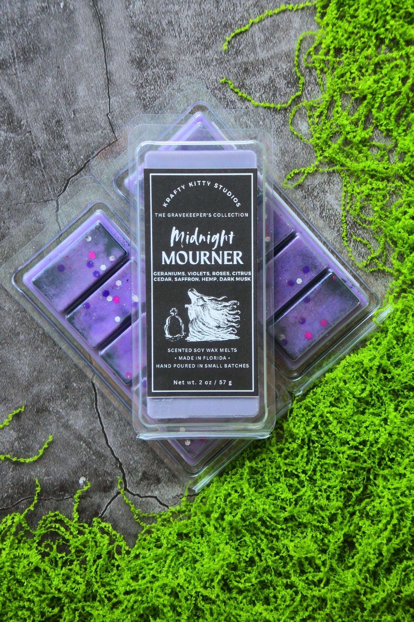 The Midnight Mourner: Dark Florals, Saffron, Citrus, Cedar, Hemp & Musk | Soy Wax Melt Snap Bar