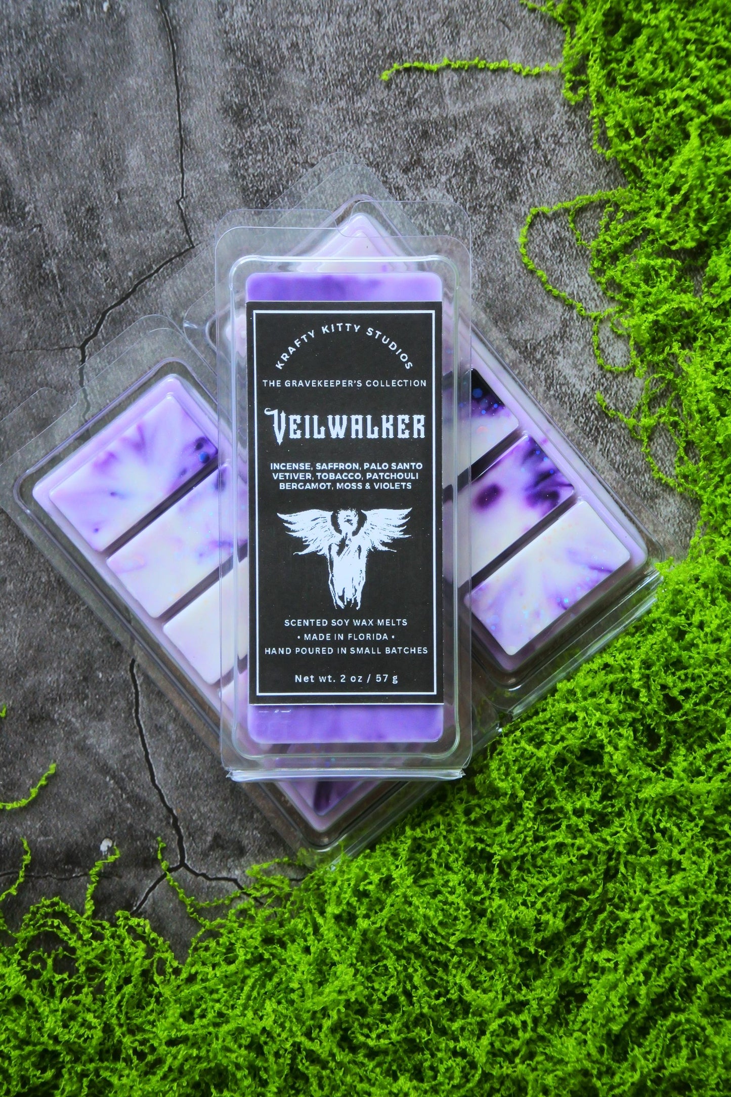 Veilwalker: Incense, Saffron, Palo Santo, Tobacco, Patchouli, Citrus, Moss & Violet | Soy Wax Melt Snap Bar