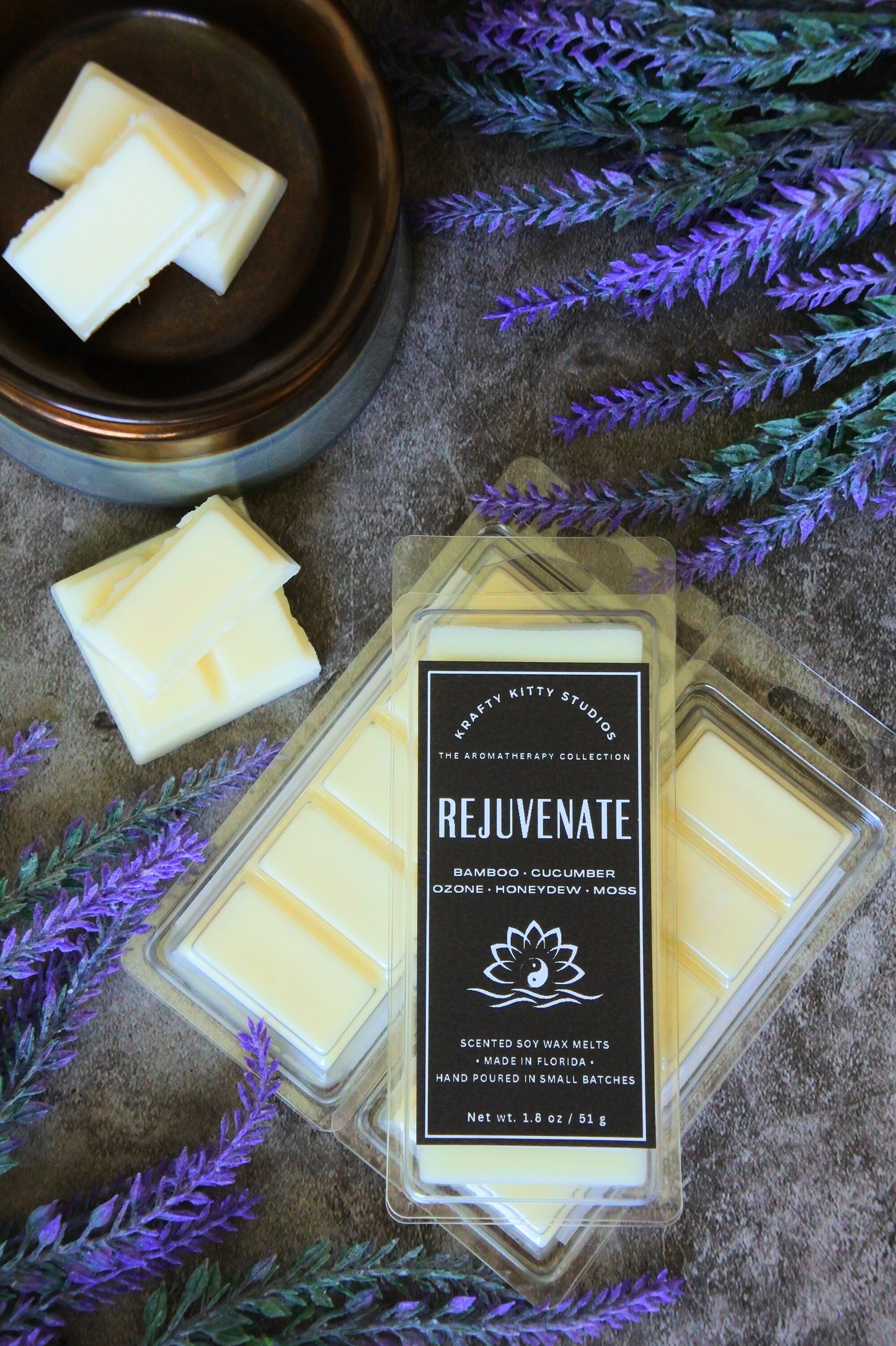 Rejuvenate | Bamboo, Cucumber, Ozone, Honeydew & Earthy Moss | Soy Wax Melt Snap Bar | Aromatherapy Collection