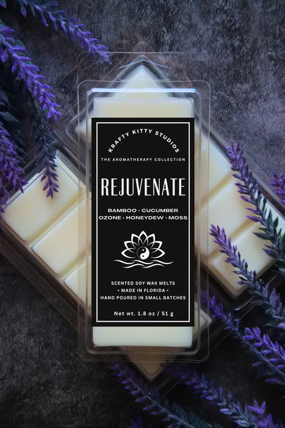 Rejuvenate | Bamboo, Cucumber, Ozone, Honeydew & Earthy Moss | Soy Wax Melt Snap Bar | Aromatherapy Collection