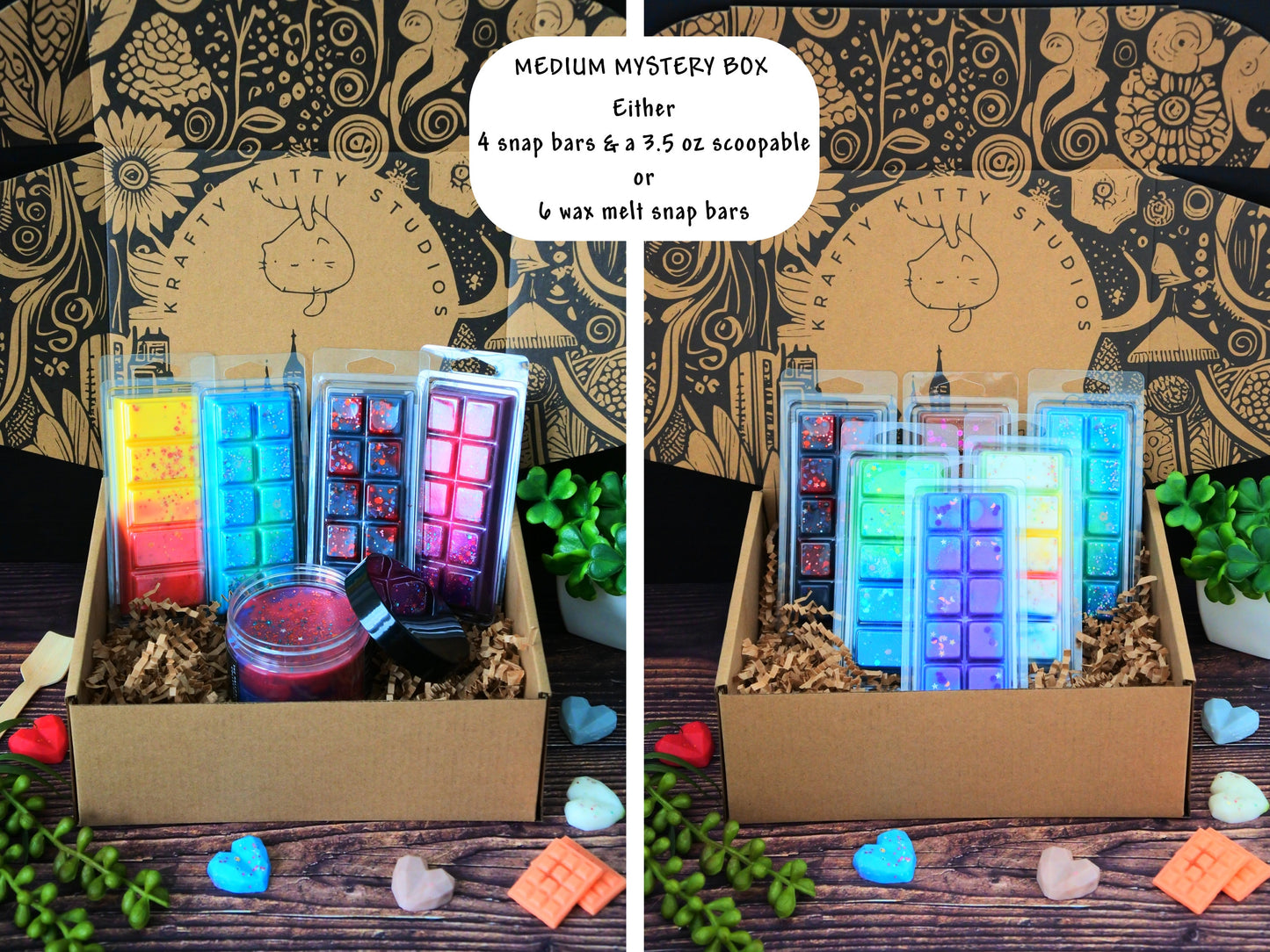 Wax Melt Mystery Box | Variety of Sizes and Scents | Natural Wax Melt Snap Bars & Scoopables