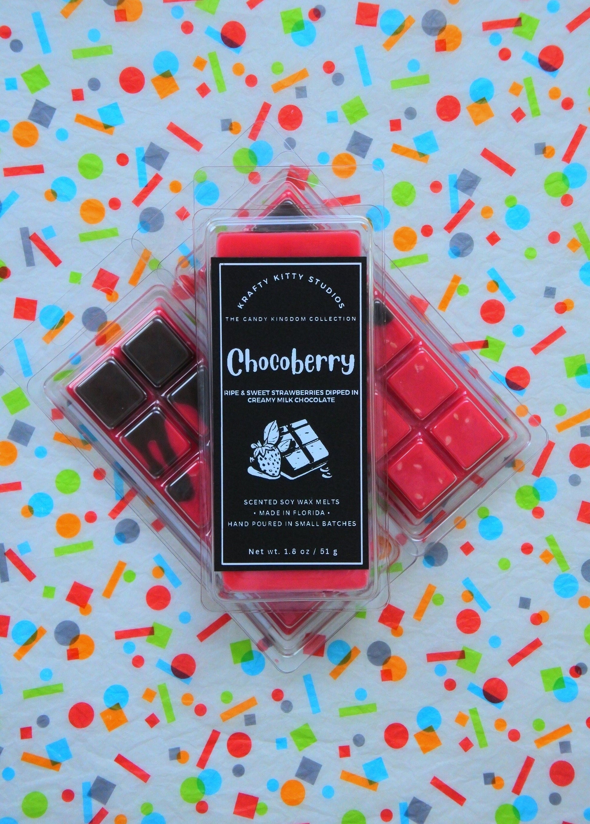 Chocoberry | Ripe & Sweet Strawberries Dipped in Creamy Milk Chocolate | Natural Soy Wax Melt Snap Bar | Candy Kingdom Collection