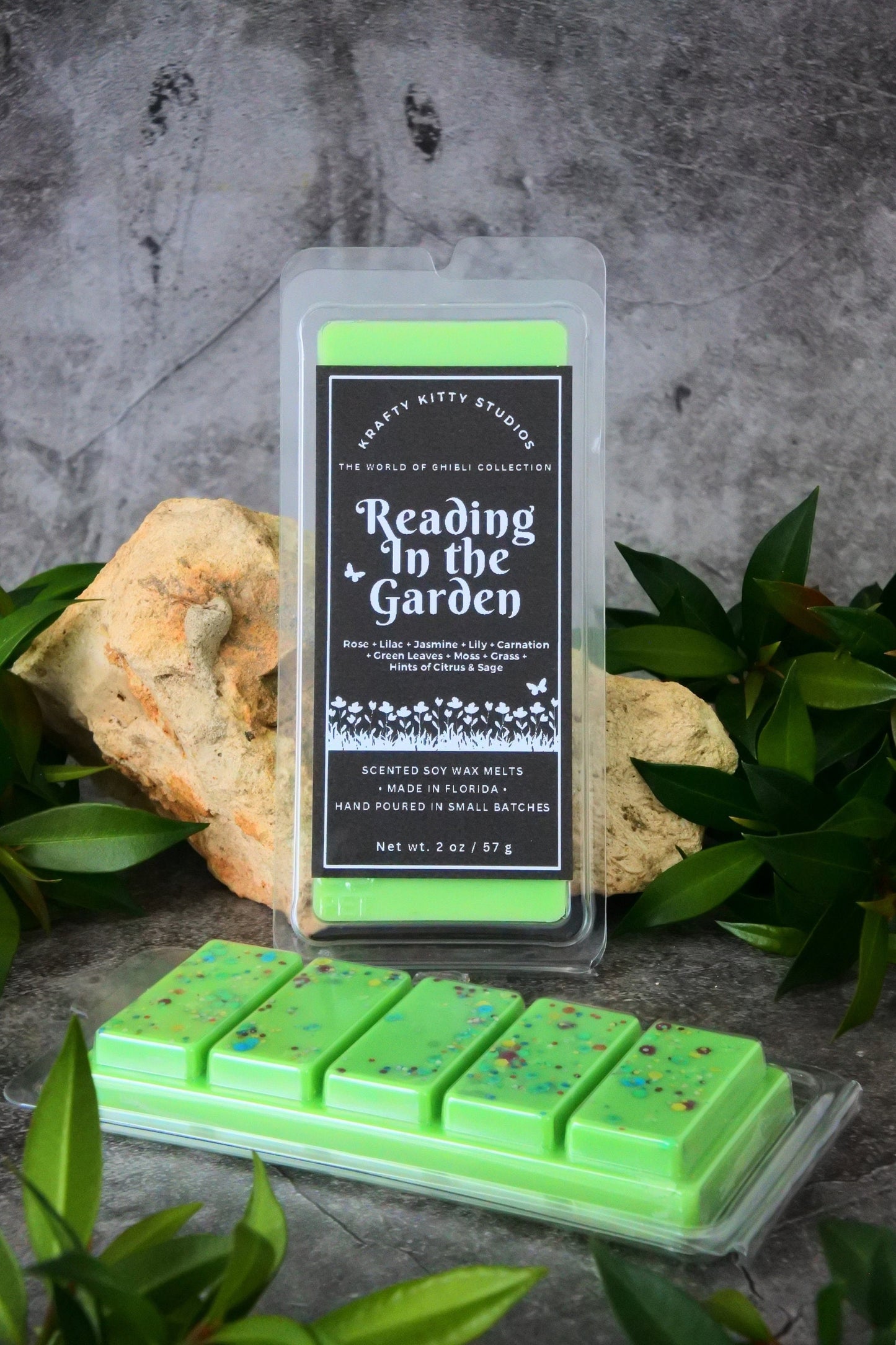 Reading in the Garden | Florals + Greens + Grass + Citrus & Sage | Natural Soy Wax Melt Snap Bar