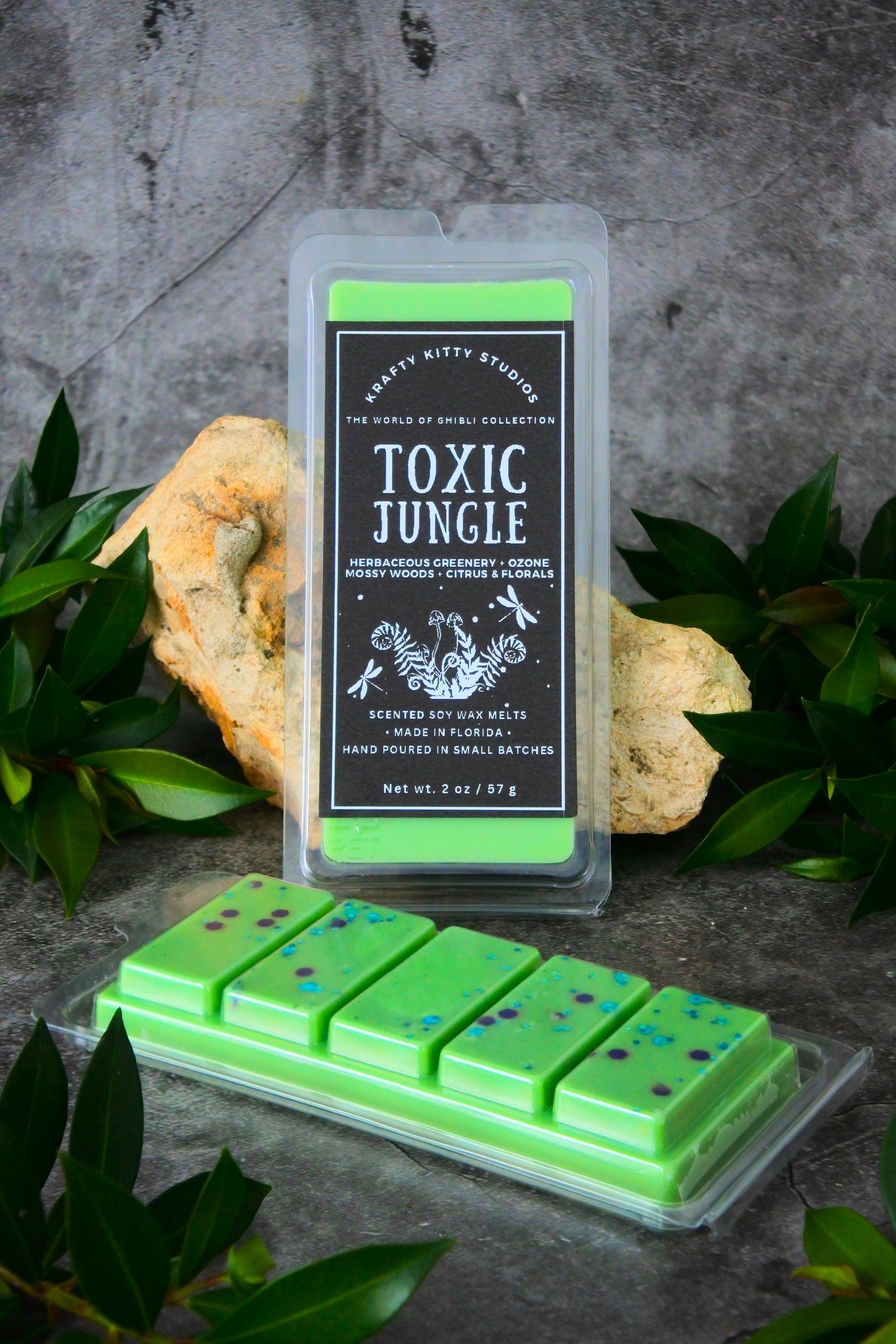 Toxic Jungle | Herbaceous Greenery + Mossy Woods + Ozone + Citrus + Florals + Hints of Marine, Violet, Apple & Musk | Soy Wax Melt Snap Bar