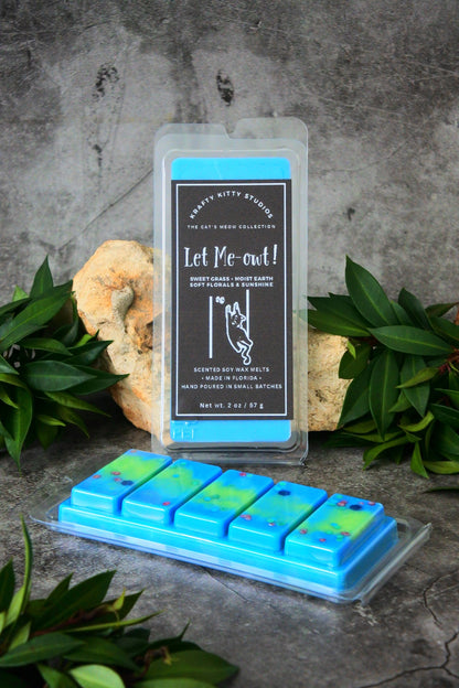 Let Me-owt! | Sweet Grass + Moist Earth + Soft Florals & Sunshine | Soy Wax Melt Snap Bar | Cat’s Meow Collection