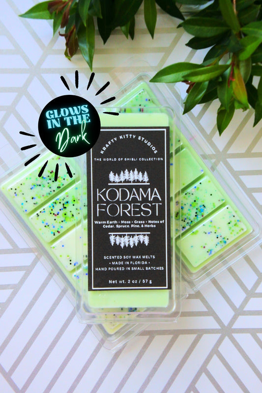 Kodama Forest | Mossy Earth + Warm Grass + Hint of Cedar, Spruce, Pine & Herb | Glow in the Dark | Glow in the Dark Soy Wax Melt Snap Bar