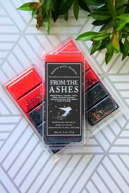 From the Ashes | Smoky Cedar Embers + Lavender + Incense + Dark Musk + Earthy Herbs + Hint of Orange | Wax Melt Snap Bars | World of Wizards