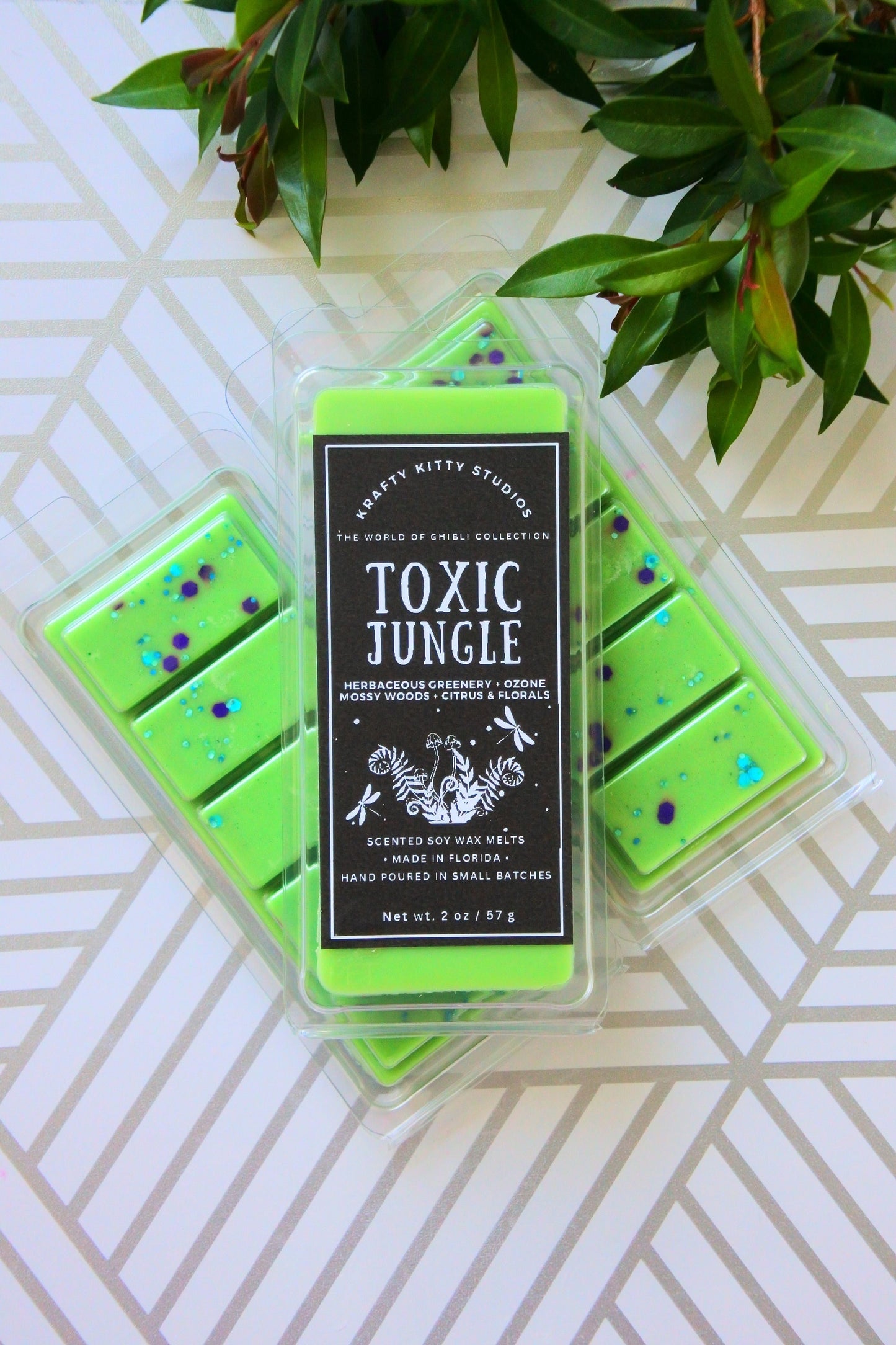 Toxic Jungle | Herbaceous Greenery + Mossy Woods + Ozone + Citrus + Florals + Hints of Marine, Violet, Apple & Musk | Soy Wax Melt Snap Bar