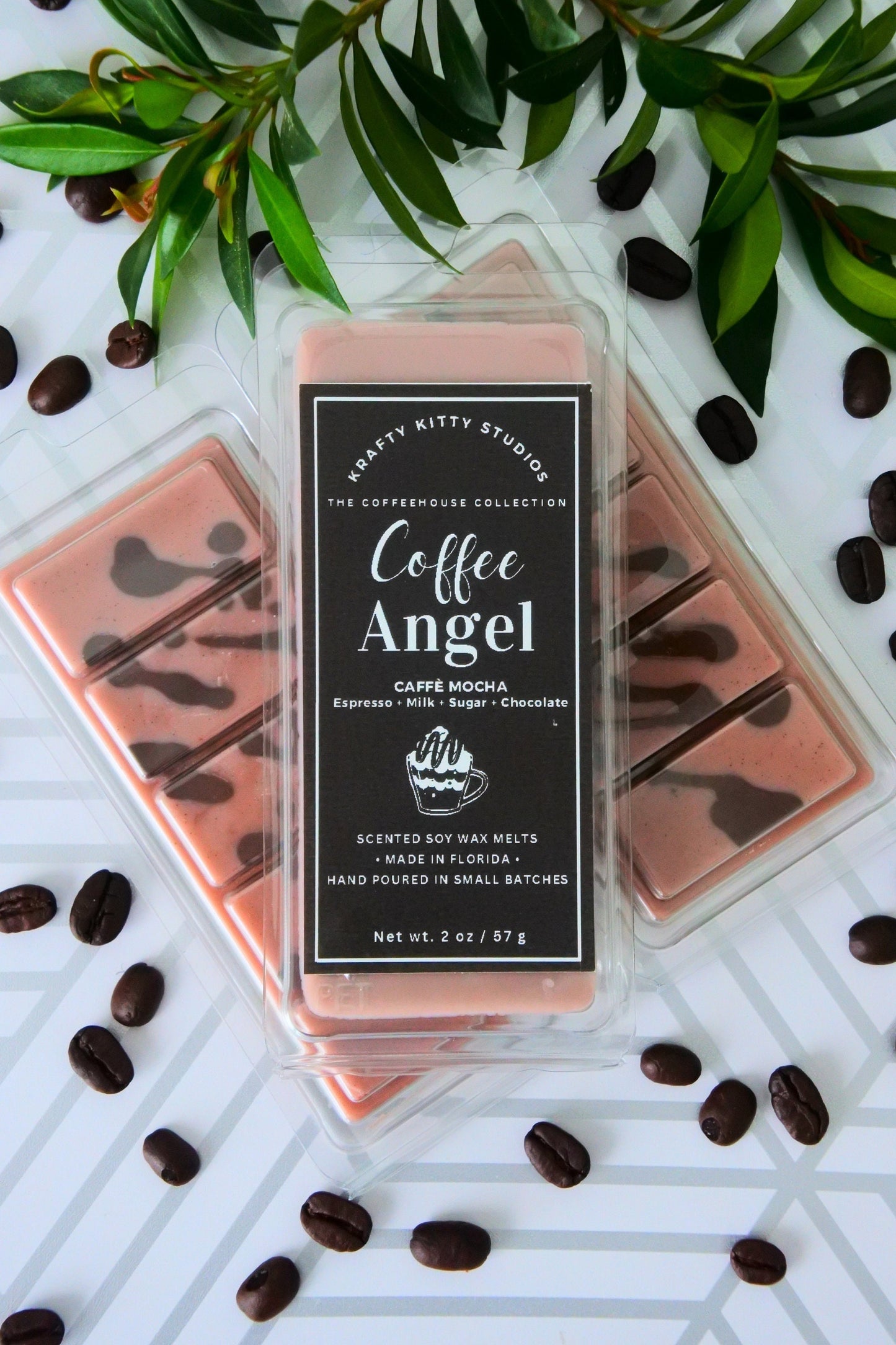 Coffee Angel Caffè Mocha | Fresh Brewed Espresso + Creamy Milk + Sugar + Rich Chocolate | Soy Wax Melt Snap Bar | Coffeehouse Collection