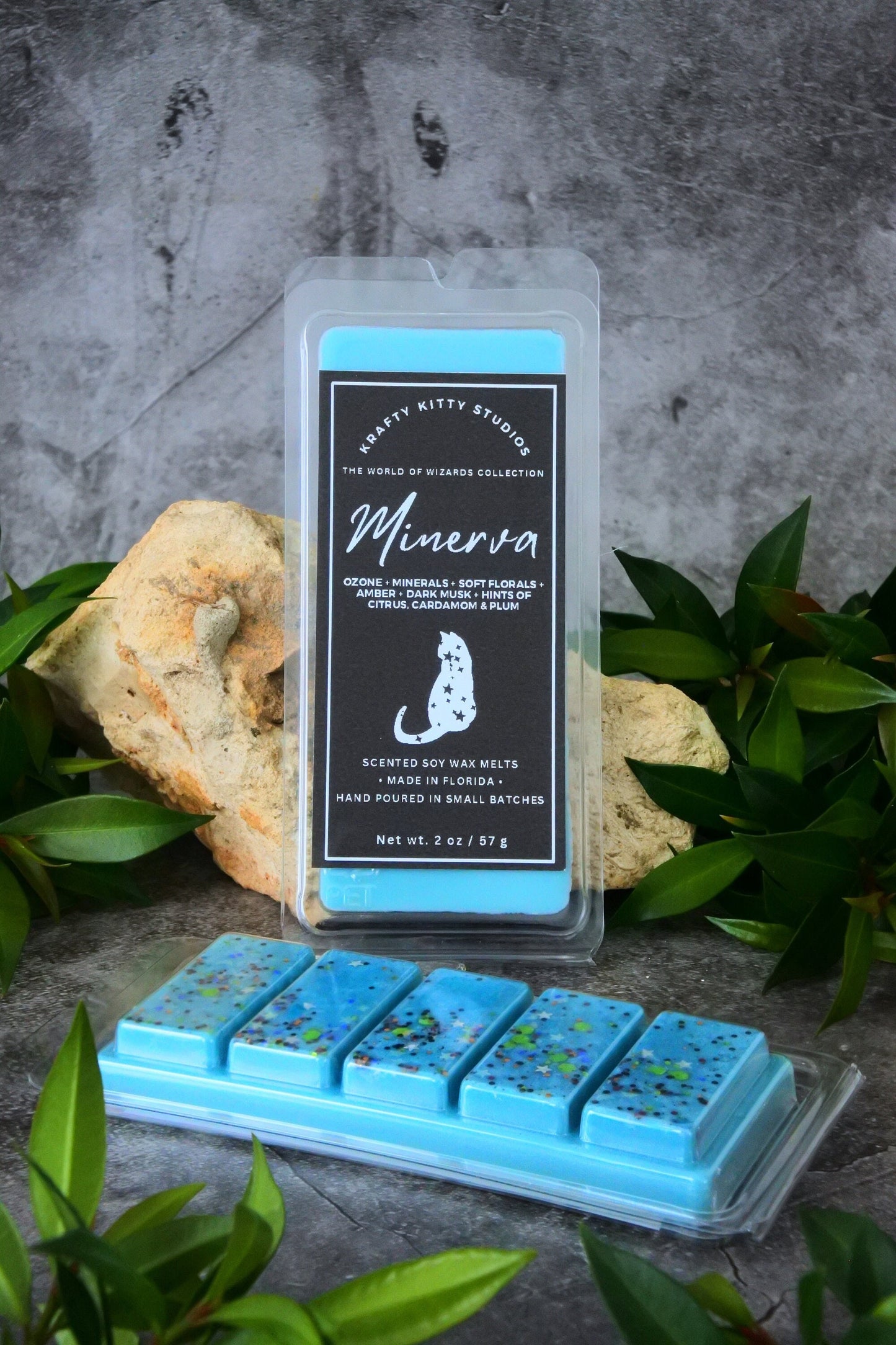 Minerva | Ozone + Minerals + Florals + Amber + Dark Musk + Hint of Citrus, Cardamom & Plum | Wax Melt Snap Bar | World of Wizards Collection