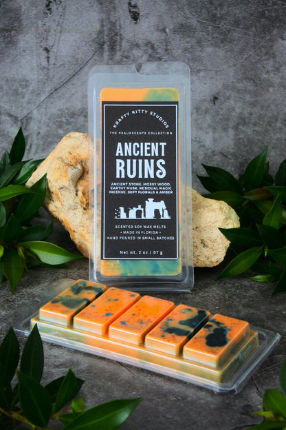 Ancient Ruins | Stone, Mossy Wood, Earthy Musk, Hint of Incense, Floral, Amber & Residual Magic |Natural Soy Wax Melt Snap Bar | Realmscents