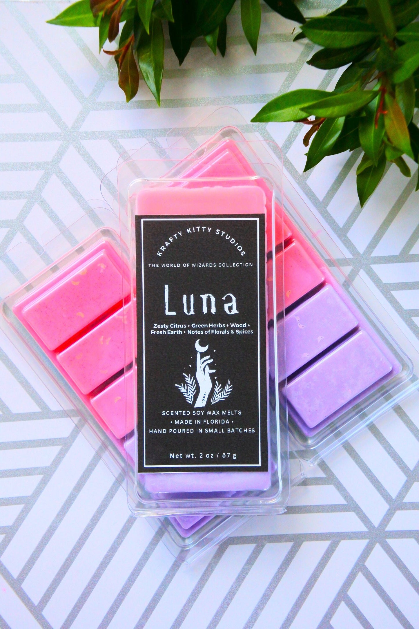 Luna | Zesty Citrus + Green Herbs + Musky Wood + Fresh Earth + Notes of Florals & Spices | Wax Melt Snap Bar | World of Wizards Collection