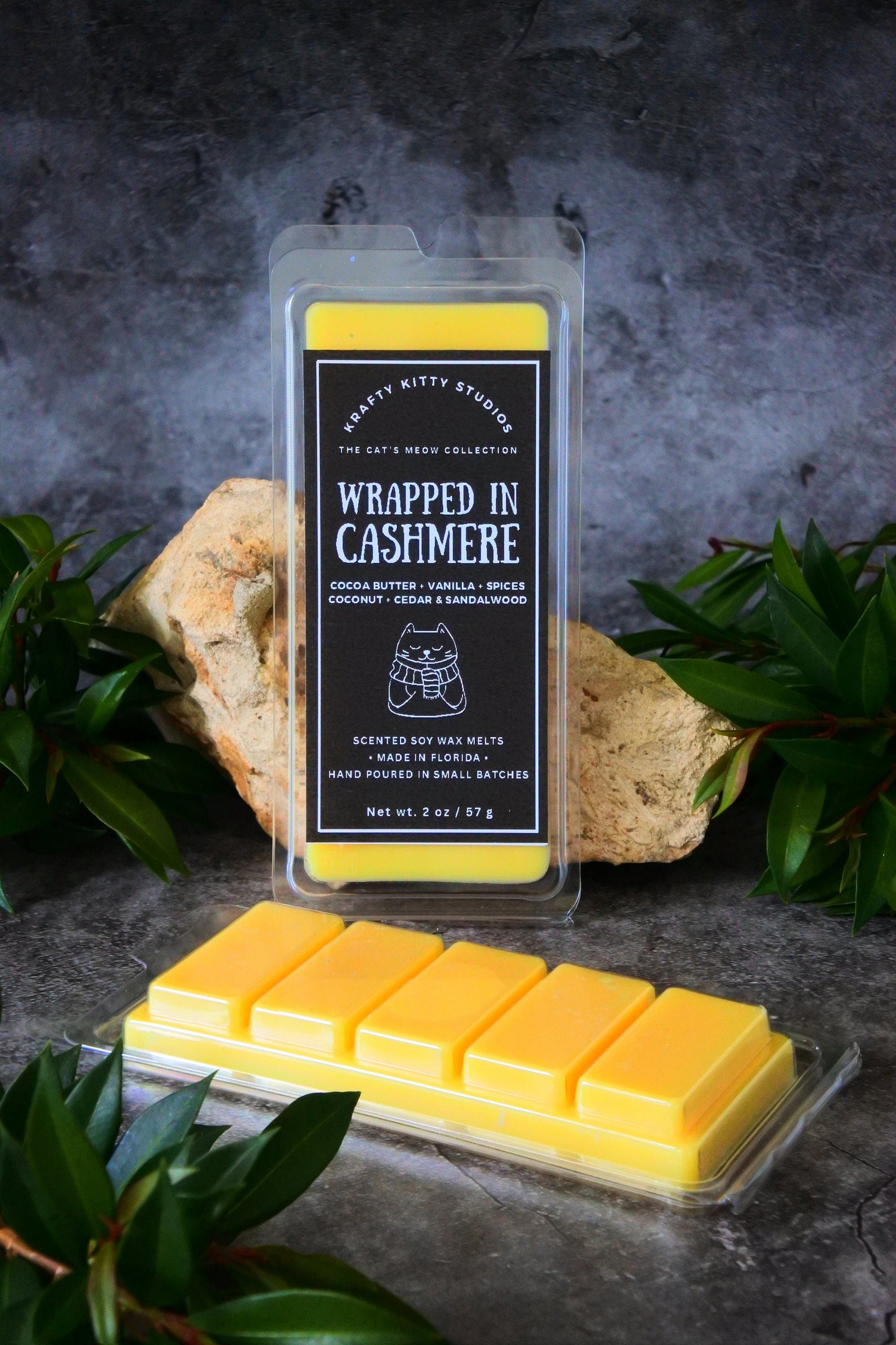Wrapped In Cashmere: Cocoa Butter, Vanilla, Spice, Coconut, Cedar, Sandalwood | Soy Wax Melt