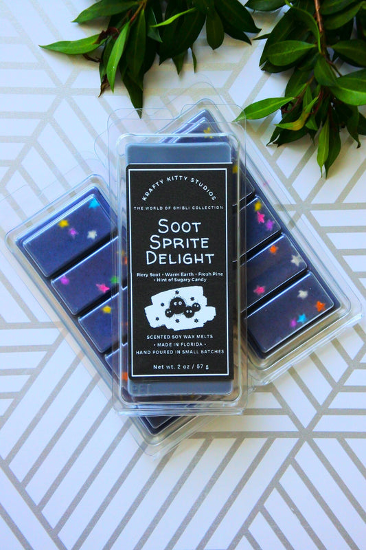 Soot Sprite Delight | Fiery Soot + Warm Earth + Fresh Pine + Hint of Sugary Candy | Natural Soy Wax Melt Snap Bar