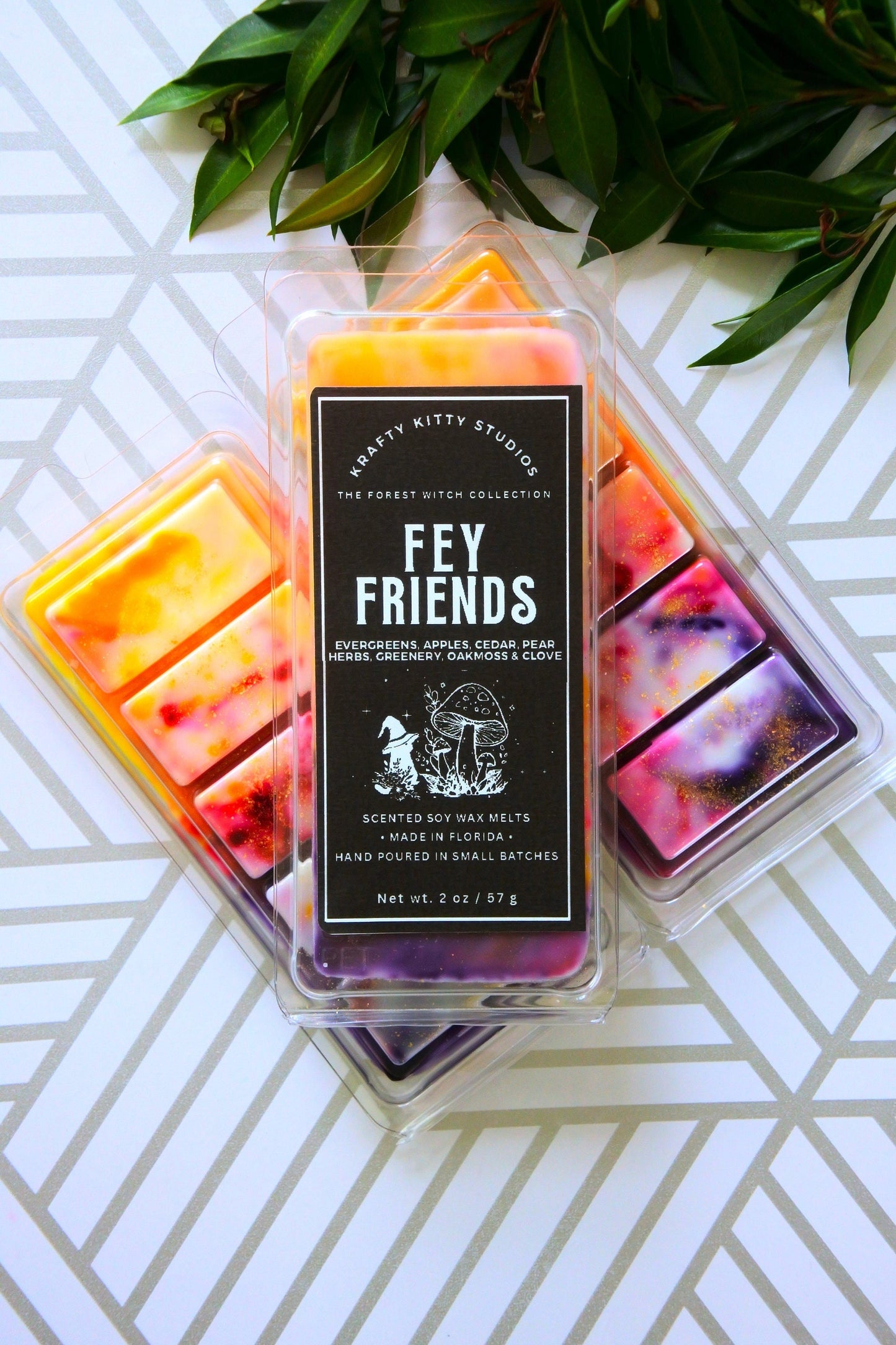 Fey Friends | Evergreens, Apples, Cedar, Pear, Herbs, Greenery, Oakmoss & Clove | Natural Soy Wax Melt Snap Bar | Forest Witch Collection