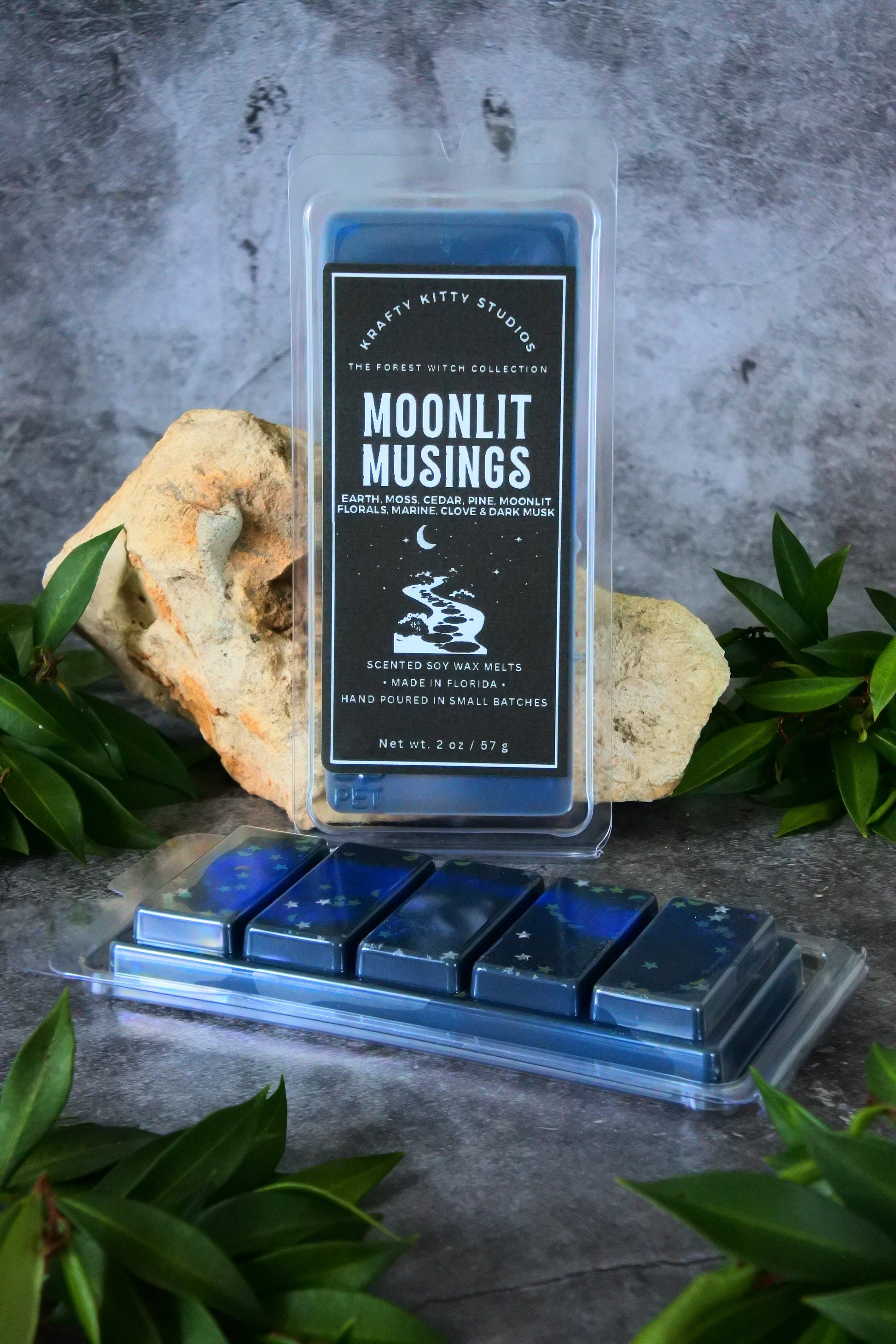 Moonlit Musings: Earth, Moss, Cedar, Pine, Florals, Marine, Clove, Dark Musk | Soy Wax Melt