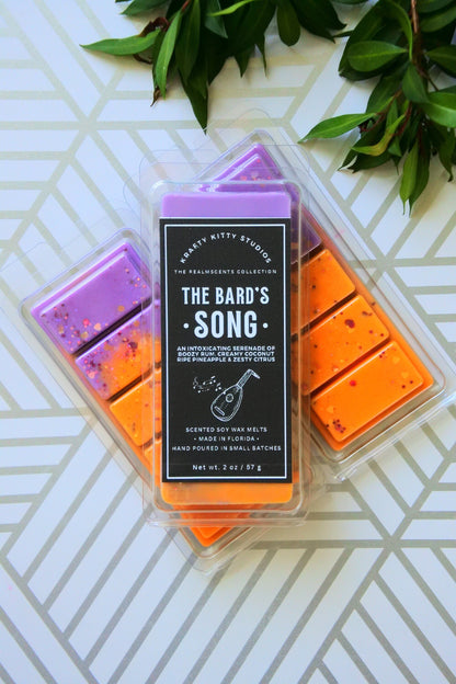 The Bard’s Song | Creamy Coconut, Ripe Pineapple, Zesty Citrus + Hints of Boozy Rum | Natural Soy Wax Melt Snap Bar | Realmscents