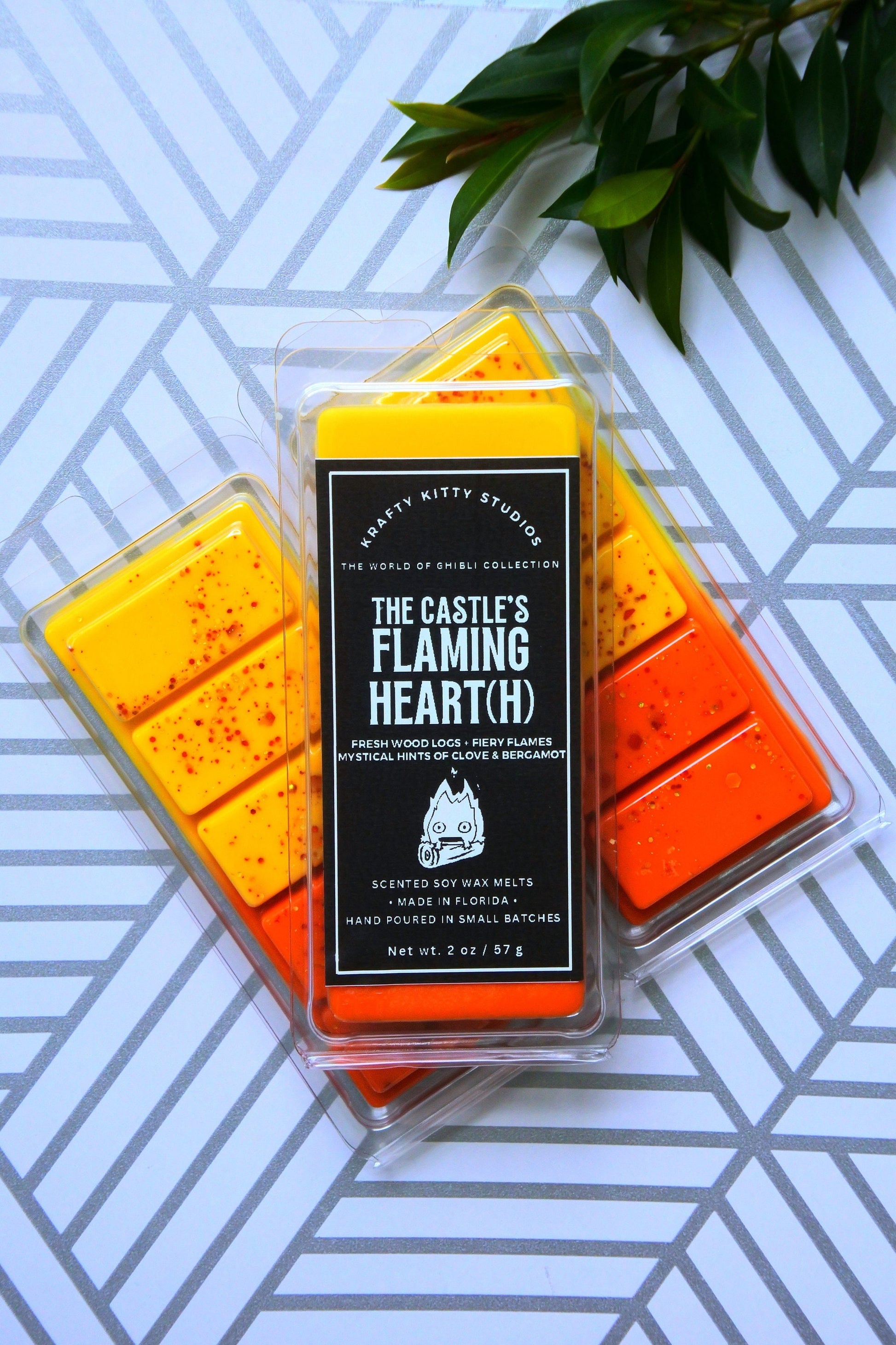 The Castle's Flaming Heart(h) | Fiery Flames, Fresh Cut Logs, Hints of Clove & Bergamot | Natural Soy Wax Melt Snap Bar