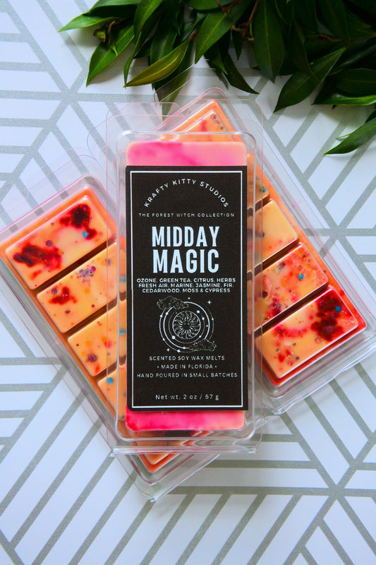 Midday Magic | Ozone, Green Tea, Citrus, Herbs, Fresh Air, Marine, Jasmine, Fir, Cedarwood, Moss & Cypress | Natural Soy Wax Melt Snap Bar