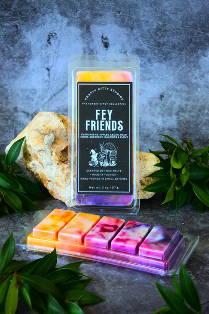 Fey Friends | Evergreens, Apples, Cedar, Pear, Herbs, Greenery, Oakmoss & Clove | Natural Soy Wax Melt Snap Bar | Forest Witch Collection