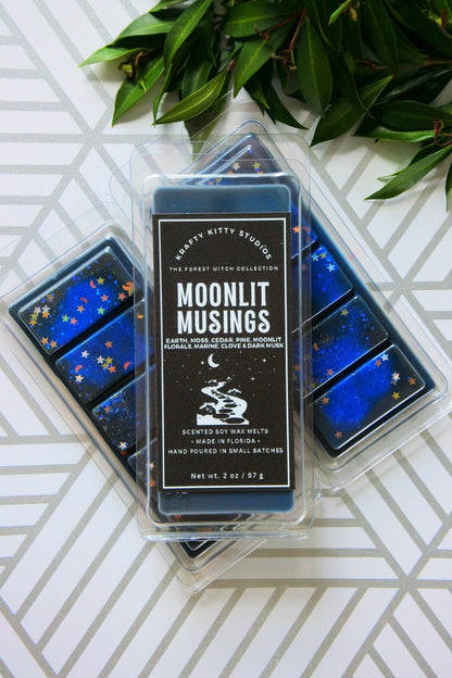 Moonlit Musings | Earth, Moss, Cedar, Pine, Moonlit Florals, Marine, Clove & Dark Musk | Natural Soy Wax Melt Snap Bar | Forest Witch