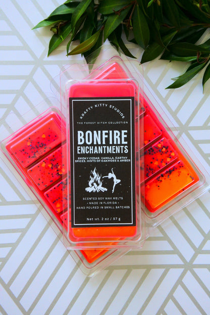 Bonfire Enchantments | Smoky Cedar, Vanilla, Earthy Spice, Hint of Oakmoss & Amber | Natural Soy Wax Melt Snap Bar | Forest Witch Collection