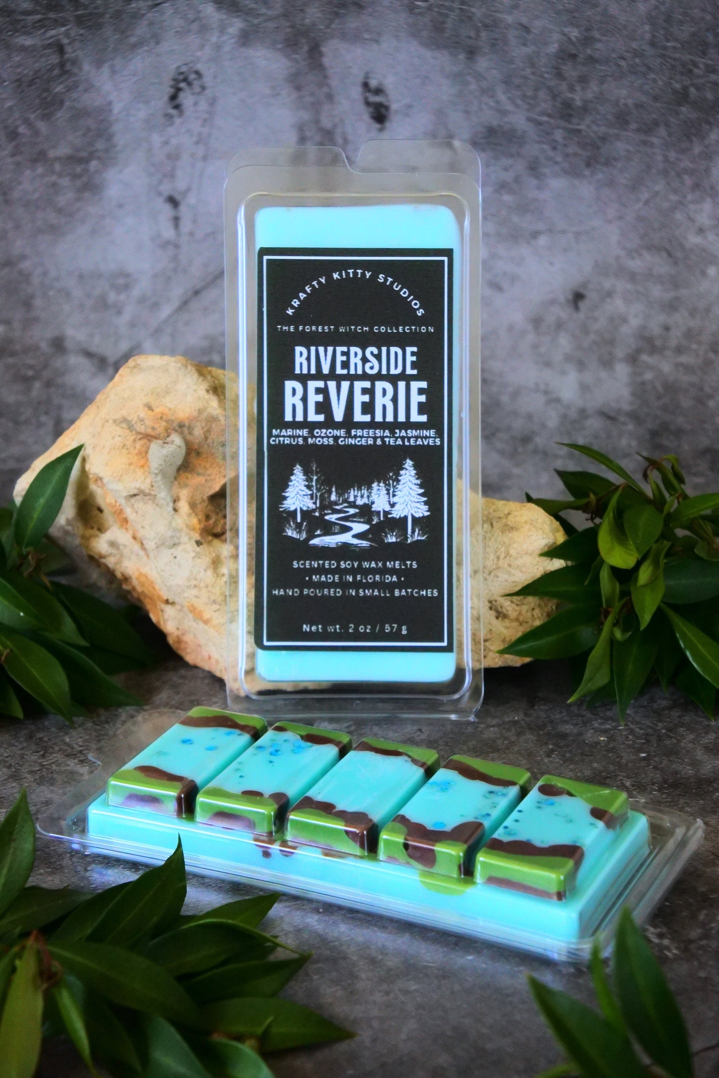 Riverside Reverie | Marine, Ozone, Freesia, Jasmine, Citrus, Moss, Ginger & Tea Leaves | Natural Soy Wax Melt Snap Bar | Forest Witch