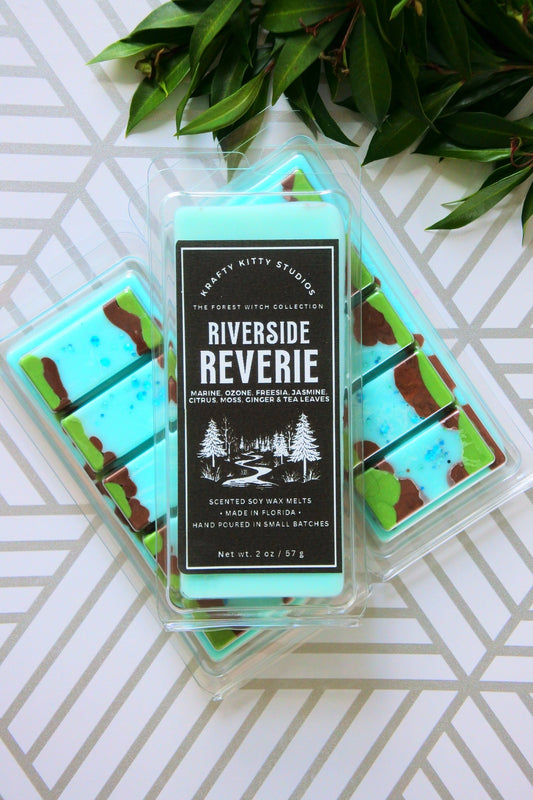 Riverside Reverie | Marine, Ozone, Freesia, Jasmine, Citrus, Moss, Ginger & Tea Leaves | Natural Soy Wax Melt Snap Bar | Forest Witch