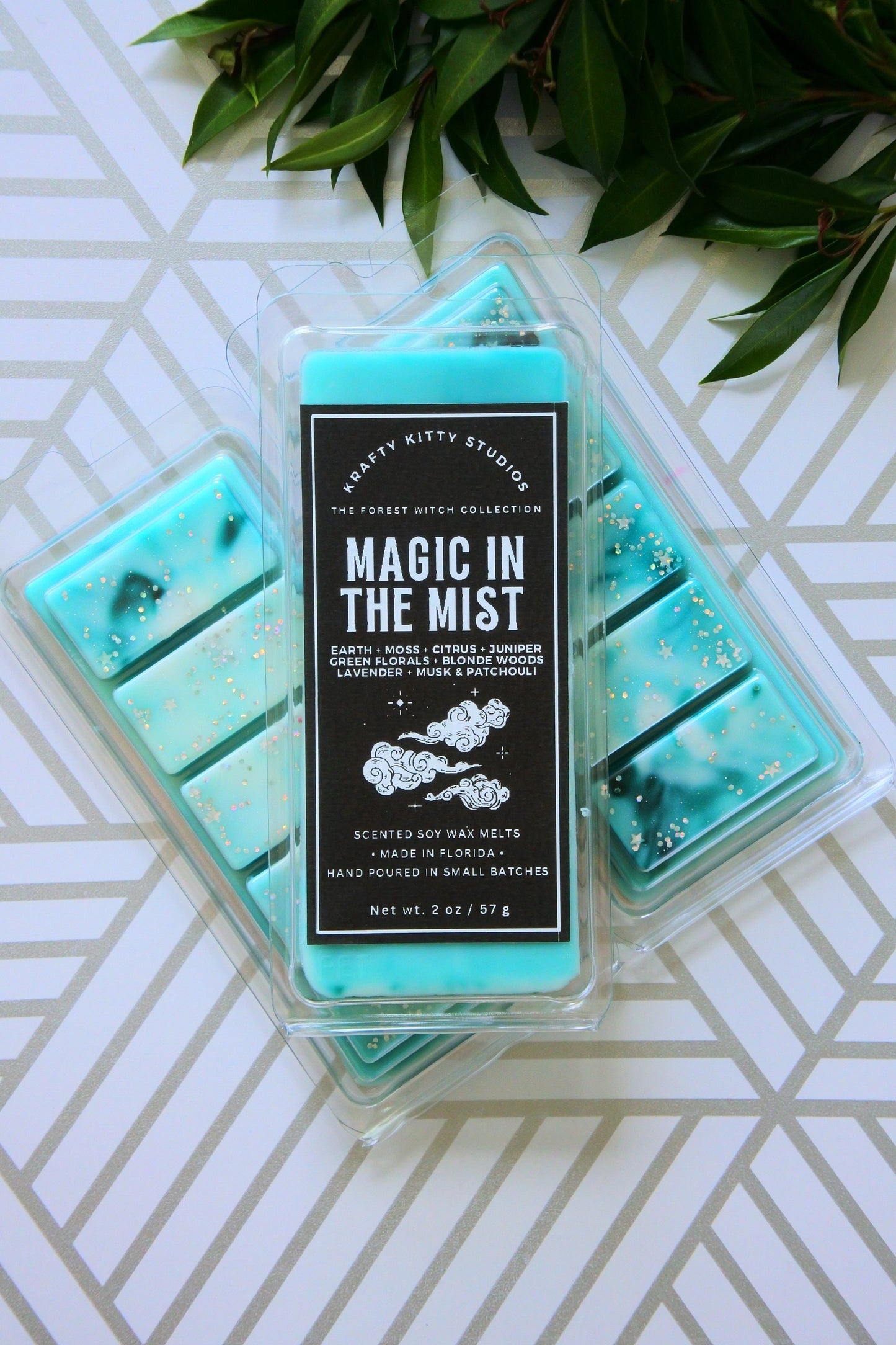 Magic in the Mist | Earth, Moss, Citrus, Juniper, Green Florals, Blonde woods Lavender, Musk & Patchouli | Natural Soy Wax Melt Snap Bar