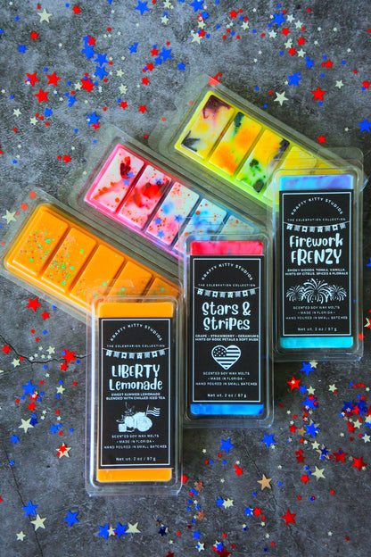 July 4th Boxed Set | Stars & Stripes, Liberty Lemonade and Firework Frenzy | Natural Soy Wax Melt Snap Bars | Celebration Collection