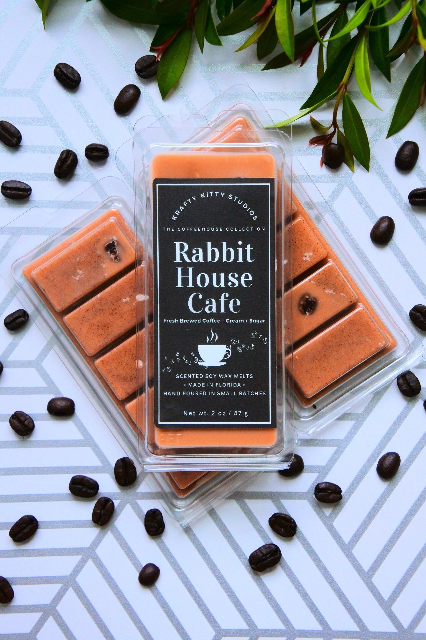 Rabbit House Café | Freshly Brewed Coffee + Cream + Sugar | Wax Melt Snap Bar | Coffeehouse Collection