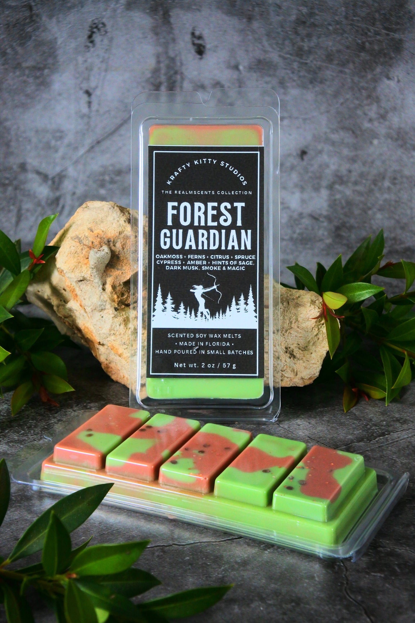 Forest Guardian | Oakmoss, Ferns, Citrus, Spruce, Cypress, Amber, Hints of Sage, Dark Musk, Smoke & Magic | Natural Soy Wax Melt Snap Bar