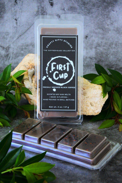 First Cup | Freshly Brewed Black Coffee | Soy Wax Melt Snap Bar | Coffeehouse Collection